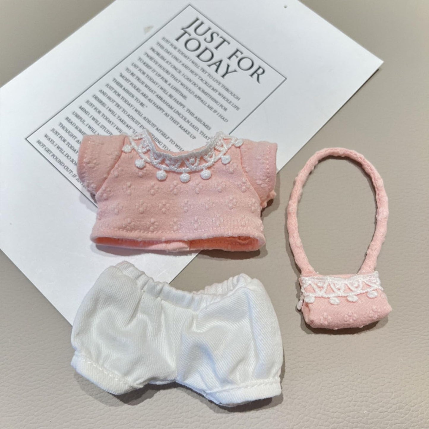 Wovglap 17cm Doll Clothes Set – Pink 2 Kawaii Dress Up for La Bubu Labu bu Pendants