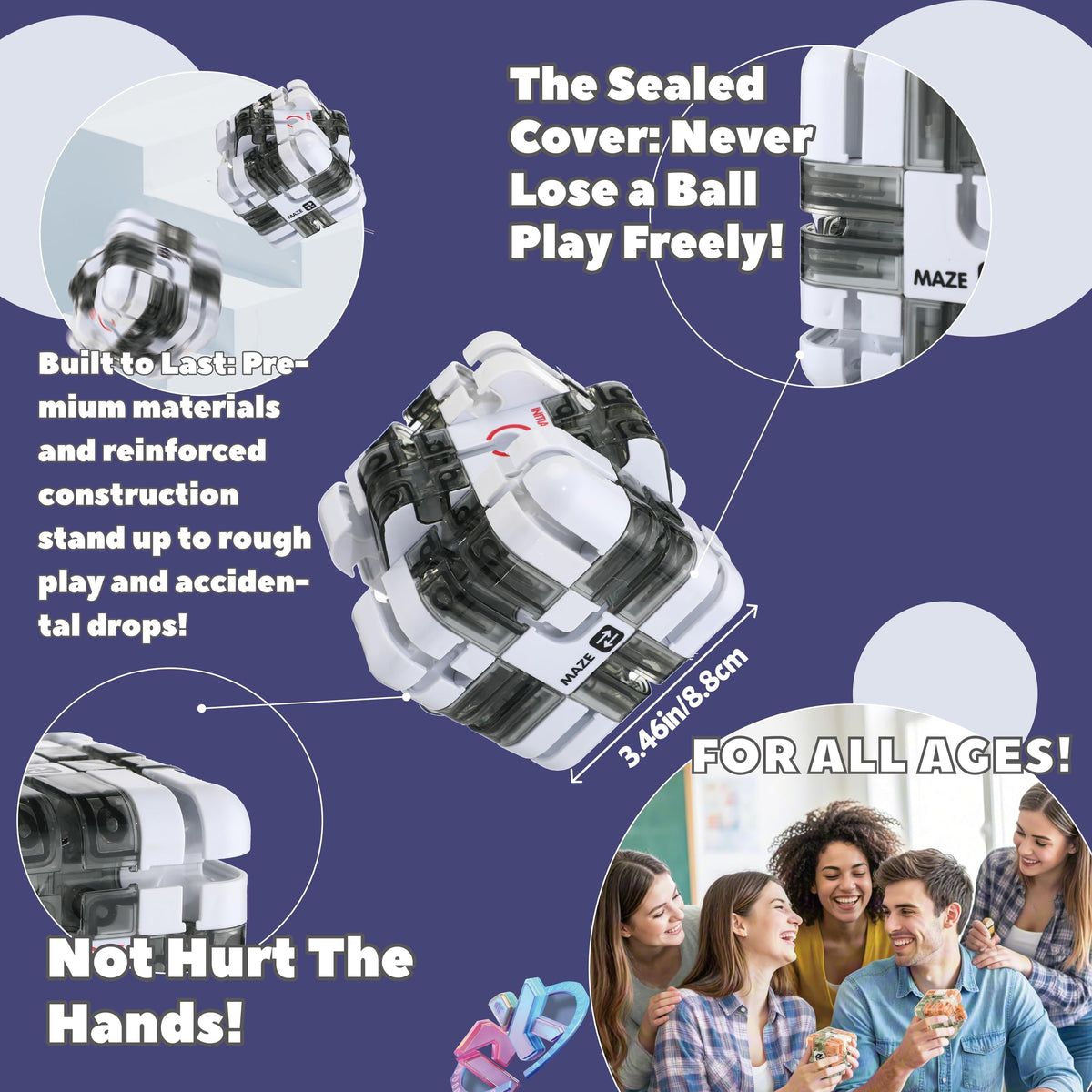 Wovnet 3x3 Large Labyrinth 3D Puzzle Cube — Gravity Maze, White