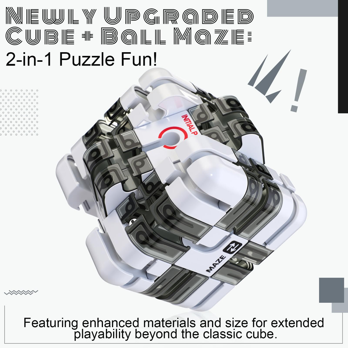 Wovnet 3x3 Large Labyrinth 3D Puzzle Cube — Gravity Maze, White