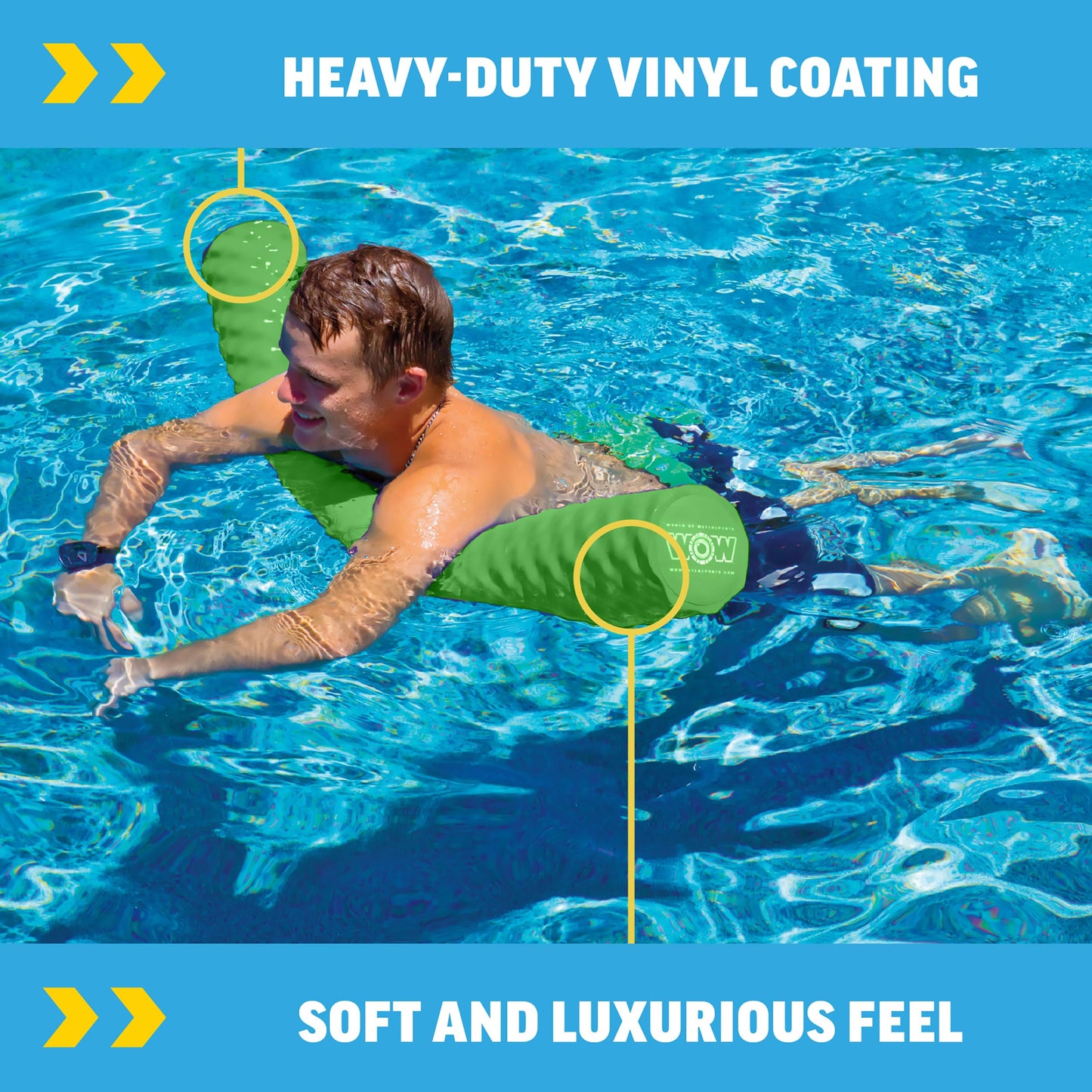 WOW Sports Lime Green Foam Pool Noodle – 46” Long, 250 lb Capacity, UV Protected
