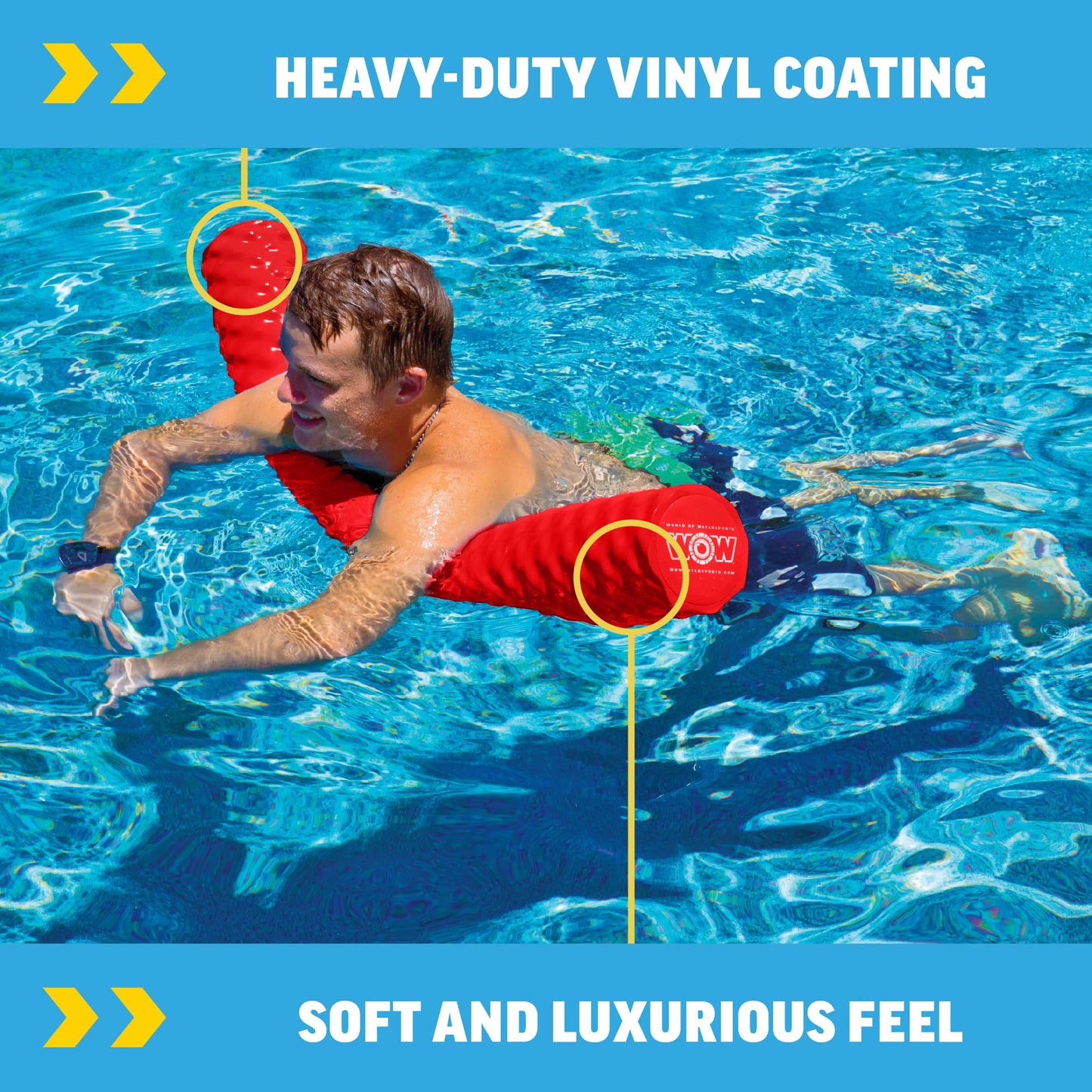 WOW Sports Red Foam Pool Noodle - 46 Inches, Ultra Buoyant & UV-Resistant