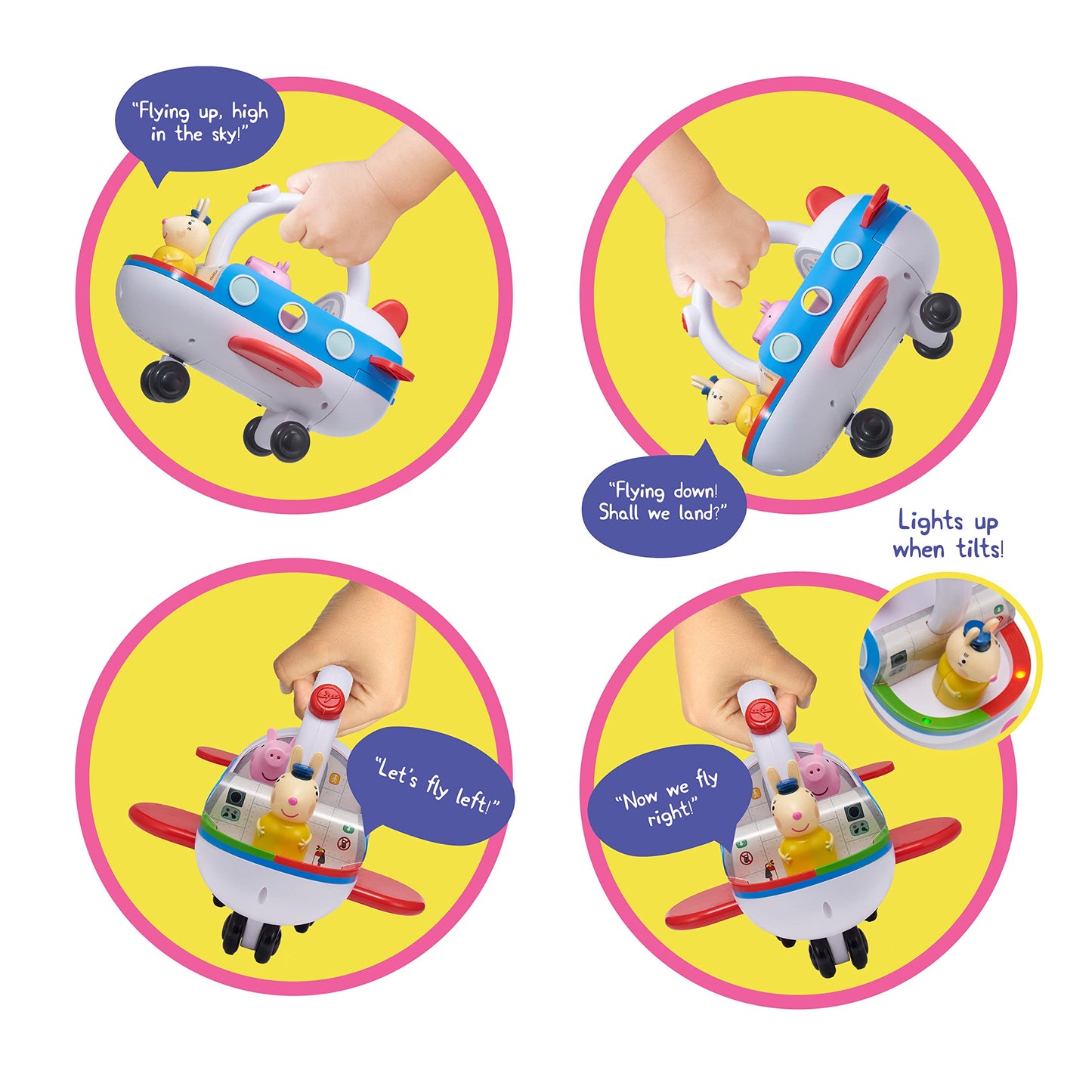 WOW! STUFF Peppa Pig Clever Plane – Motion-Sensing Preschool Toy (25+ Lights & Sounds, 3+)