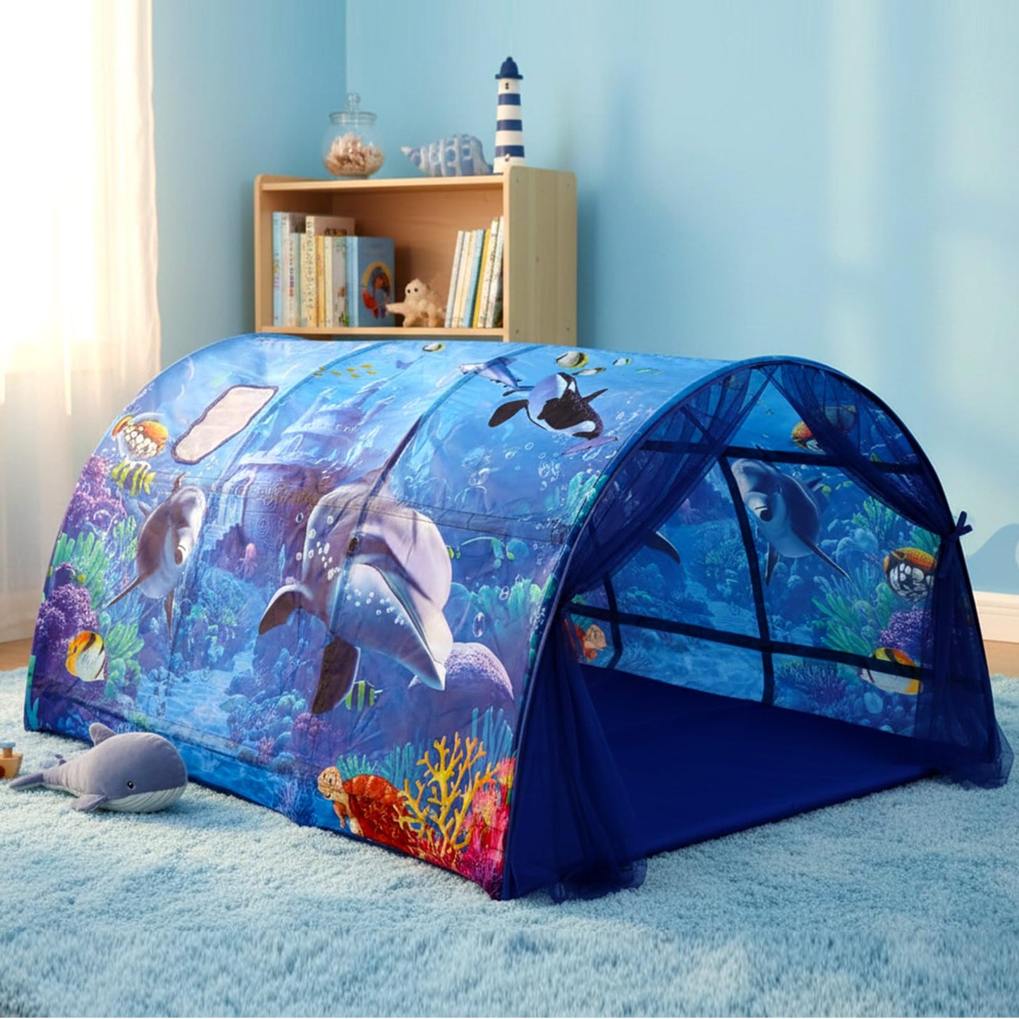 Wowangce Ocean Bed Tent for Kids – Large Twin Play Tent with Carry Bag