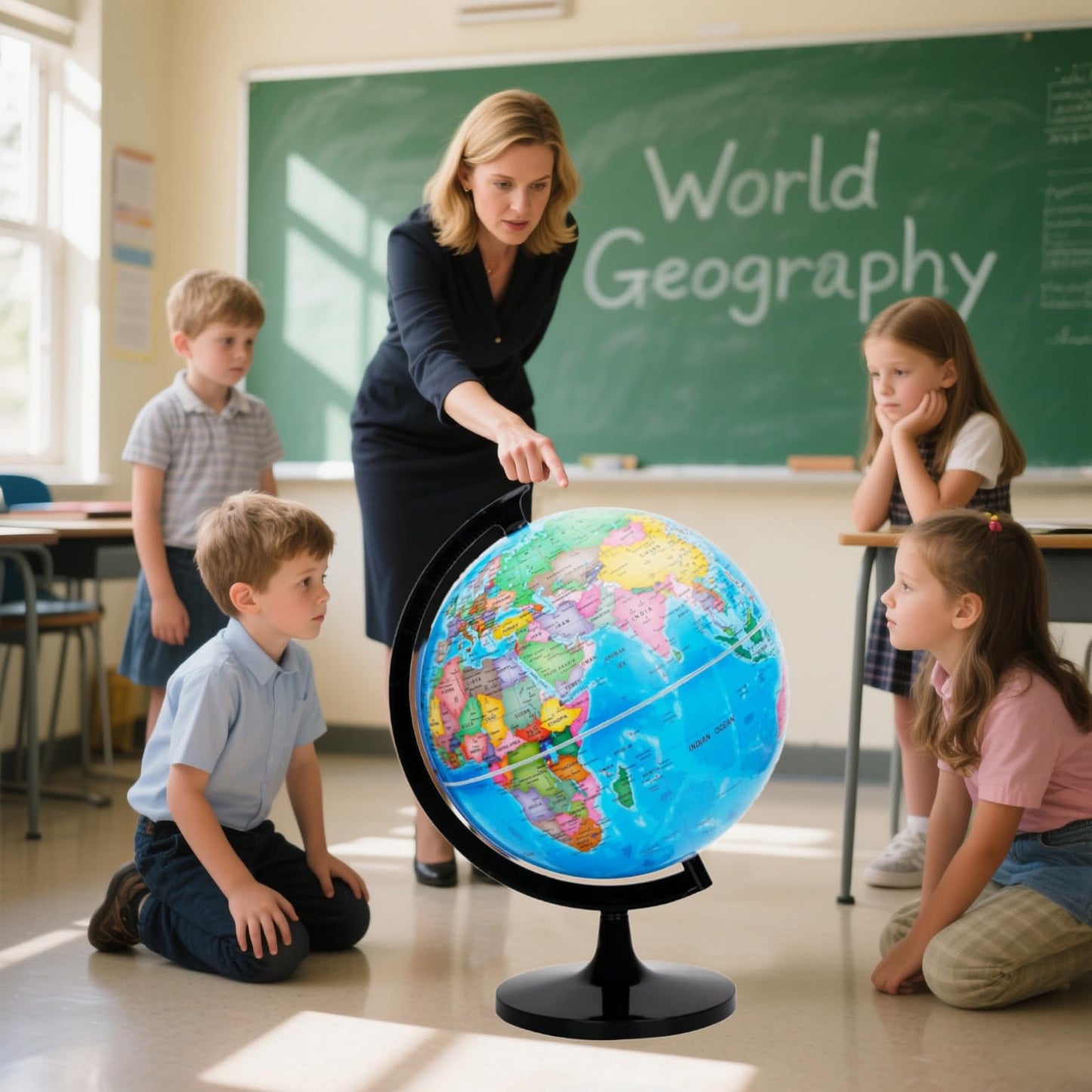 WOWESOTICA 12-Inch World Globe Kit – DIY Assembly, Desktop Geography Decor (Blue)