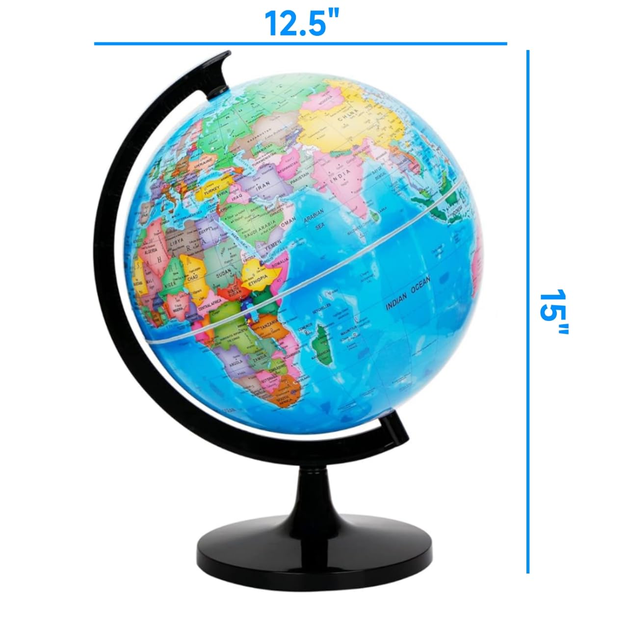 WOWESOTICA 12-Inch World Globe Kit – DIY Assembly, Desktop Geography Decor (Blue)