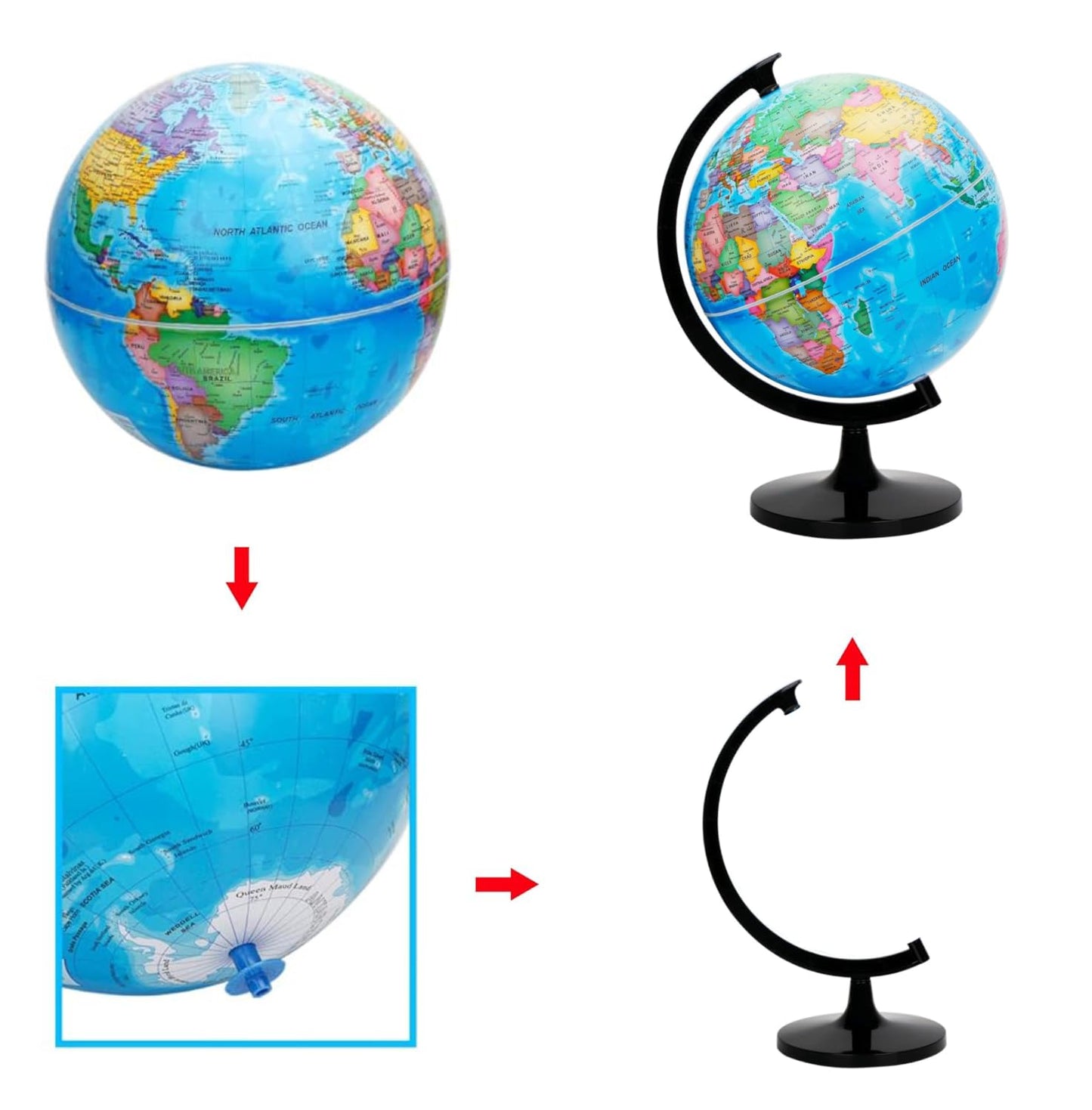 WOWESOTICA 12-Inch World Globe Kit – DIY Assembly, Desktop Geography Decor (Blue)