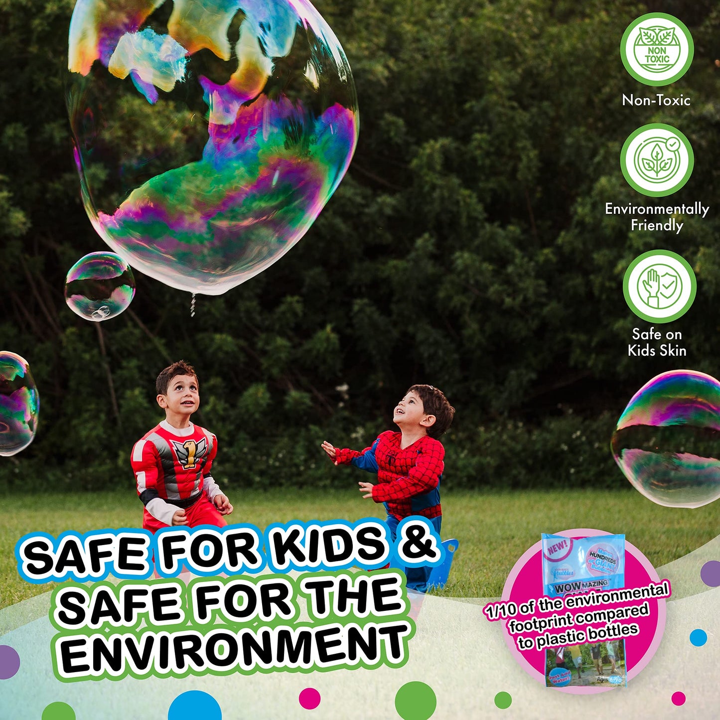 WOWMAZING Giant Bubbles Kit Plus – Large Wand & 1.5 Gallon Bubble Mix