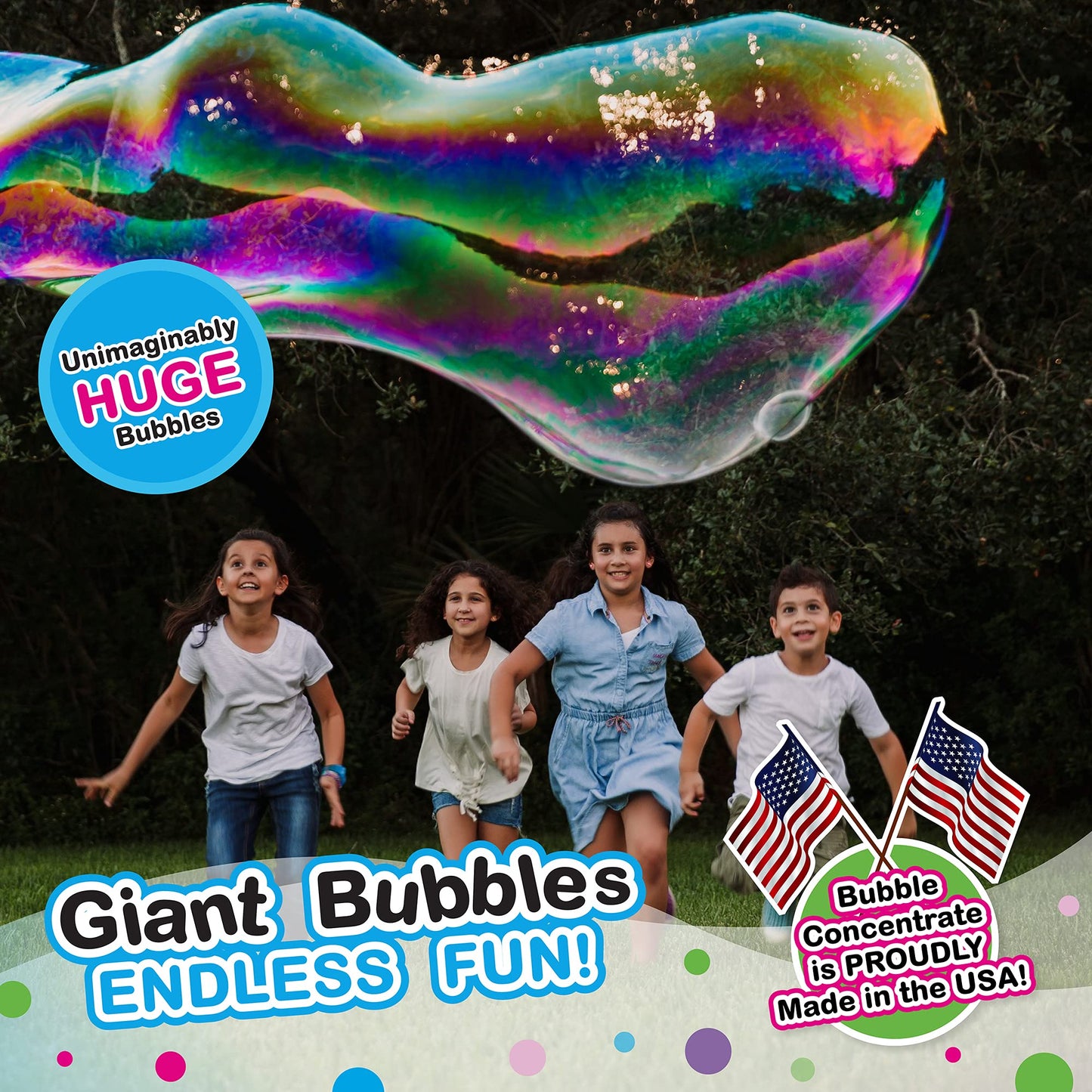 WOWMAZING Giant Bubbles Kit Plus – Large Wand & 1.5 Gallon Bubble Mix