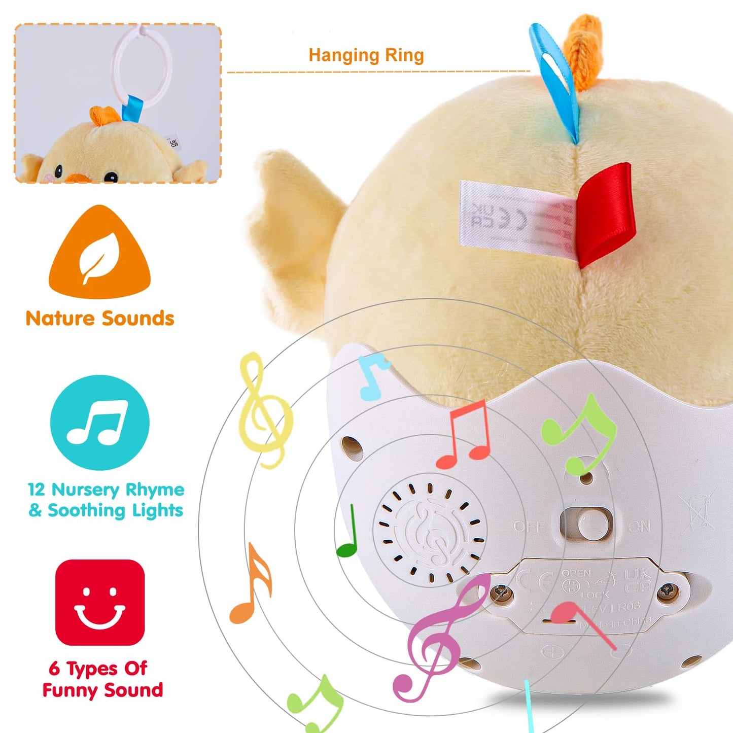 WOWOHAGE Chick Musical Plush Toy for Babies 0-36 Months | Light & Sounds Tummy Time Toy