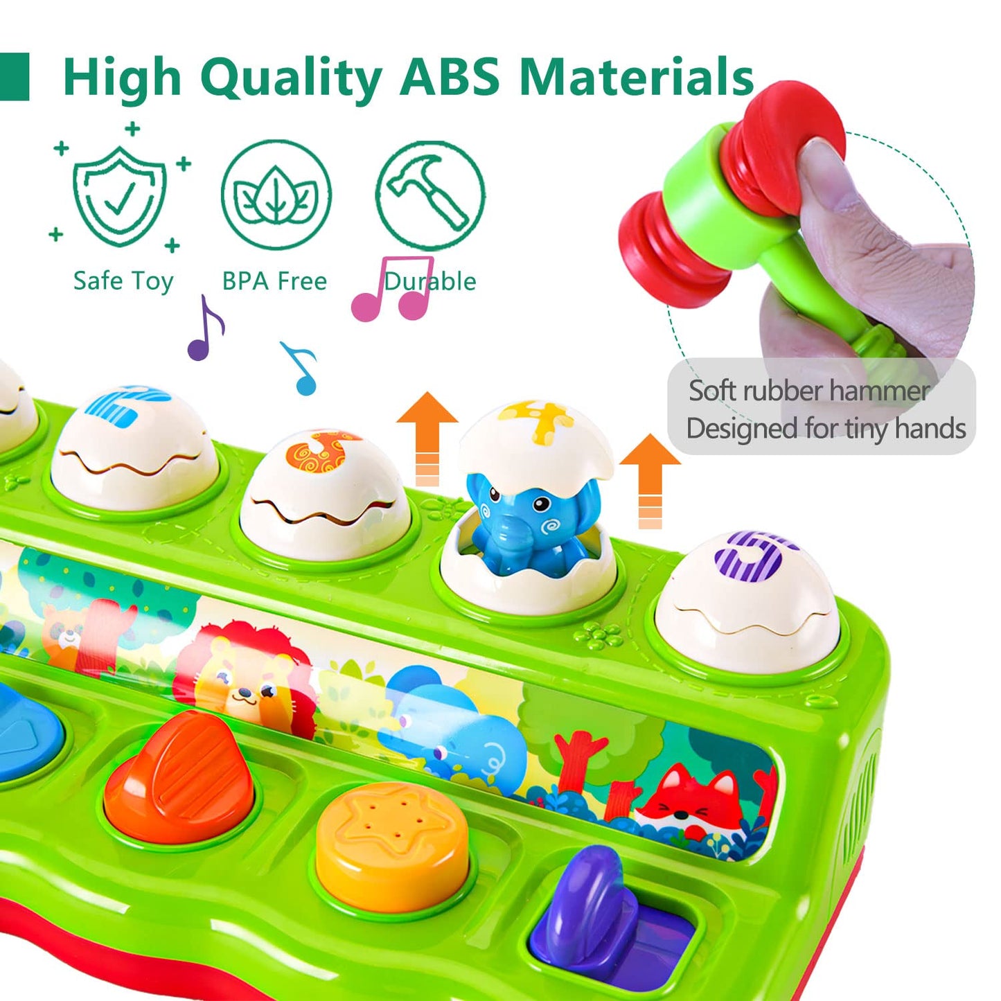 WOWOHAGE Pop-Up Animal Toy for 12+ Months – Music, Lights & Cause & Effect