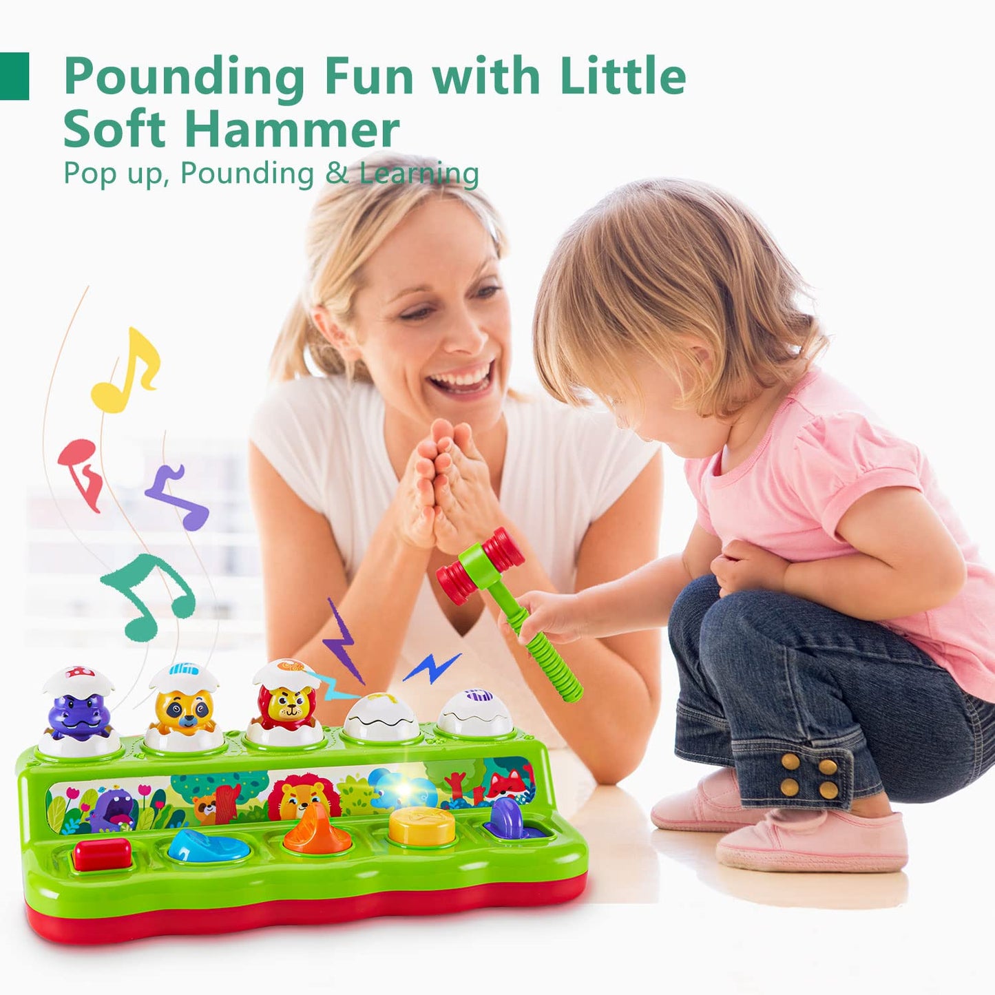 WOWOHAGE Pop-Up Animal Toy for 12+ Months – Music, Lights & Cause & Effect