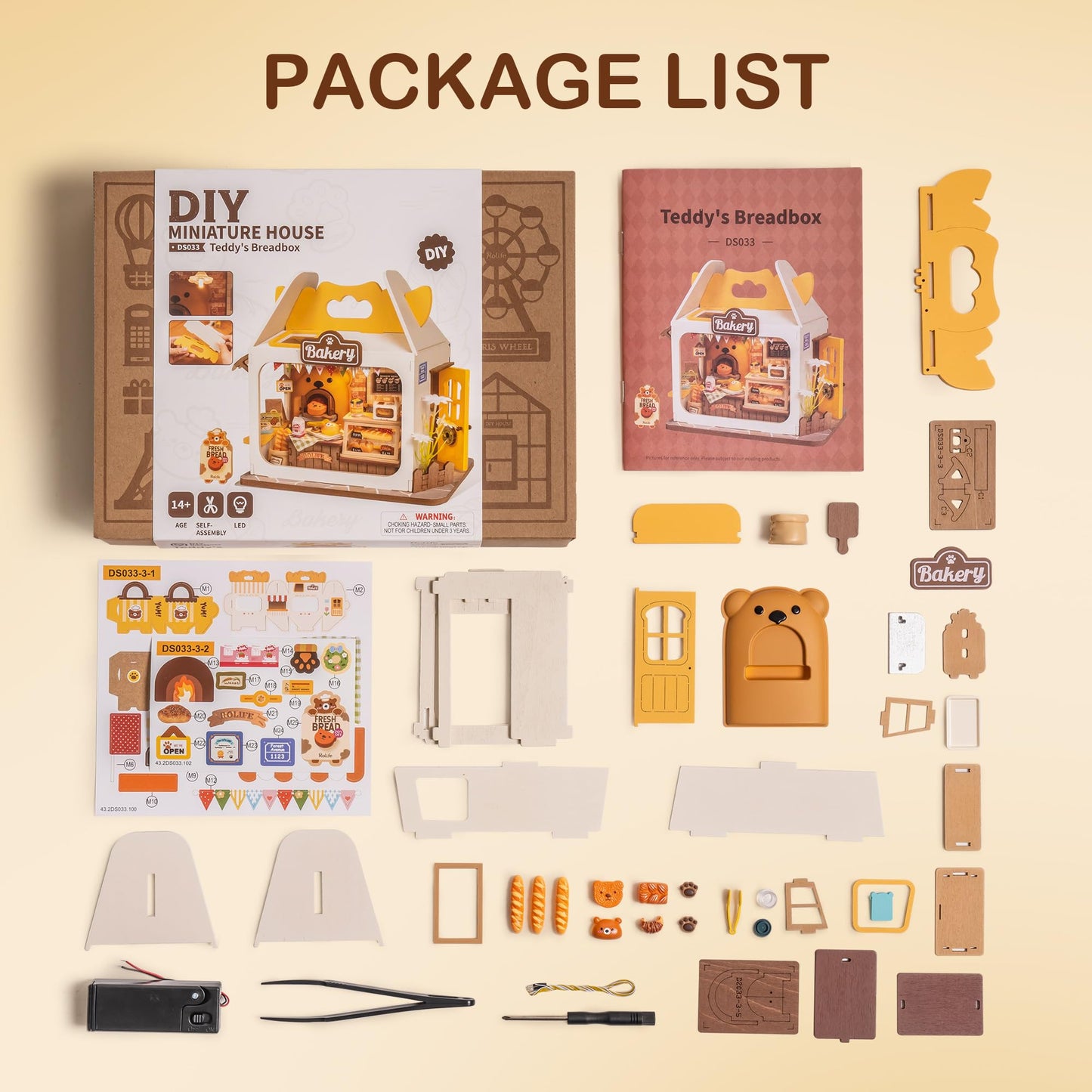 Wowood DIY Teddy Breadbox Miniature Kit — Mini House & Bookshelf Decor