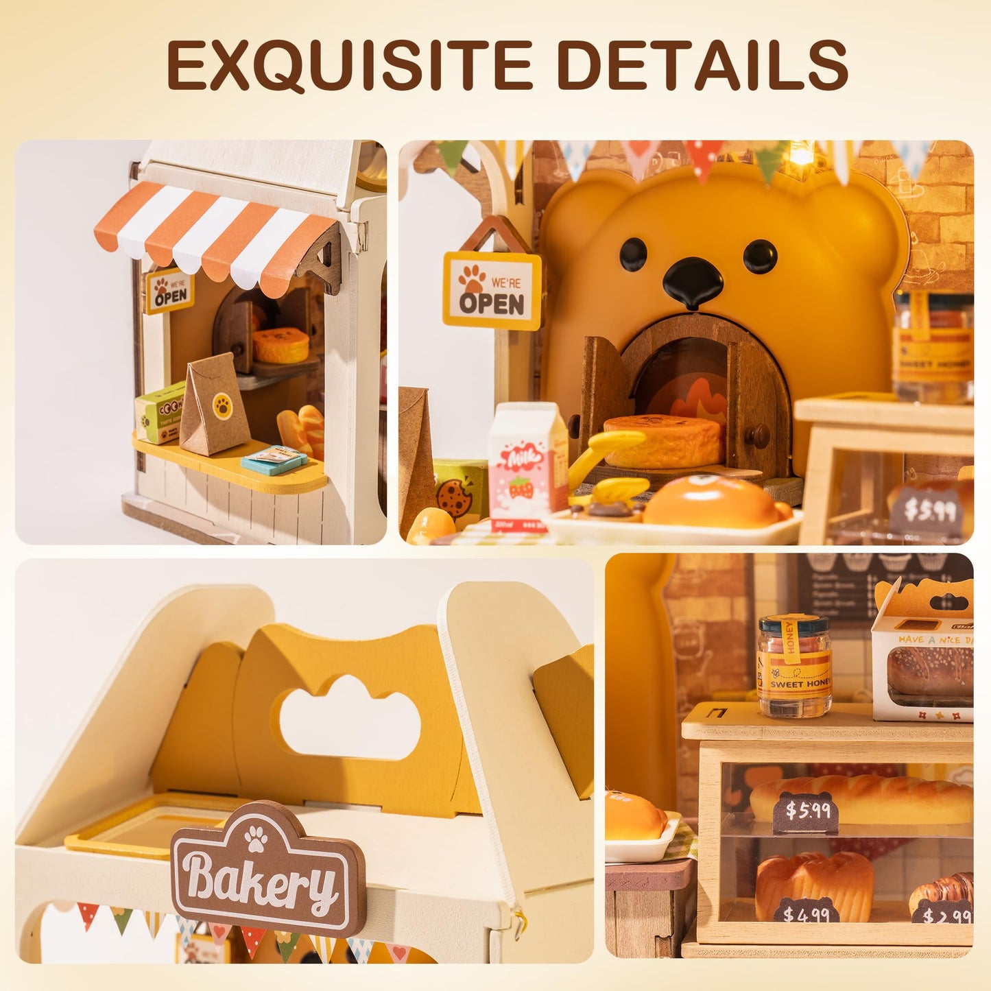 Wowood DIY Teddy Breadbox Miniature Kit — Mini House & Bookshelf Decor