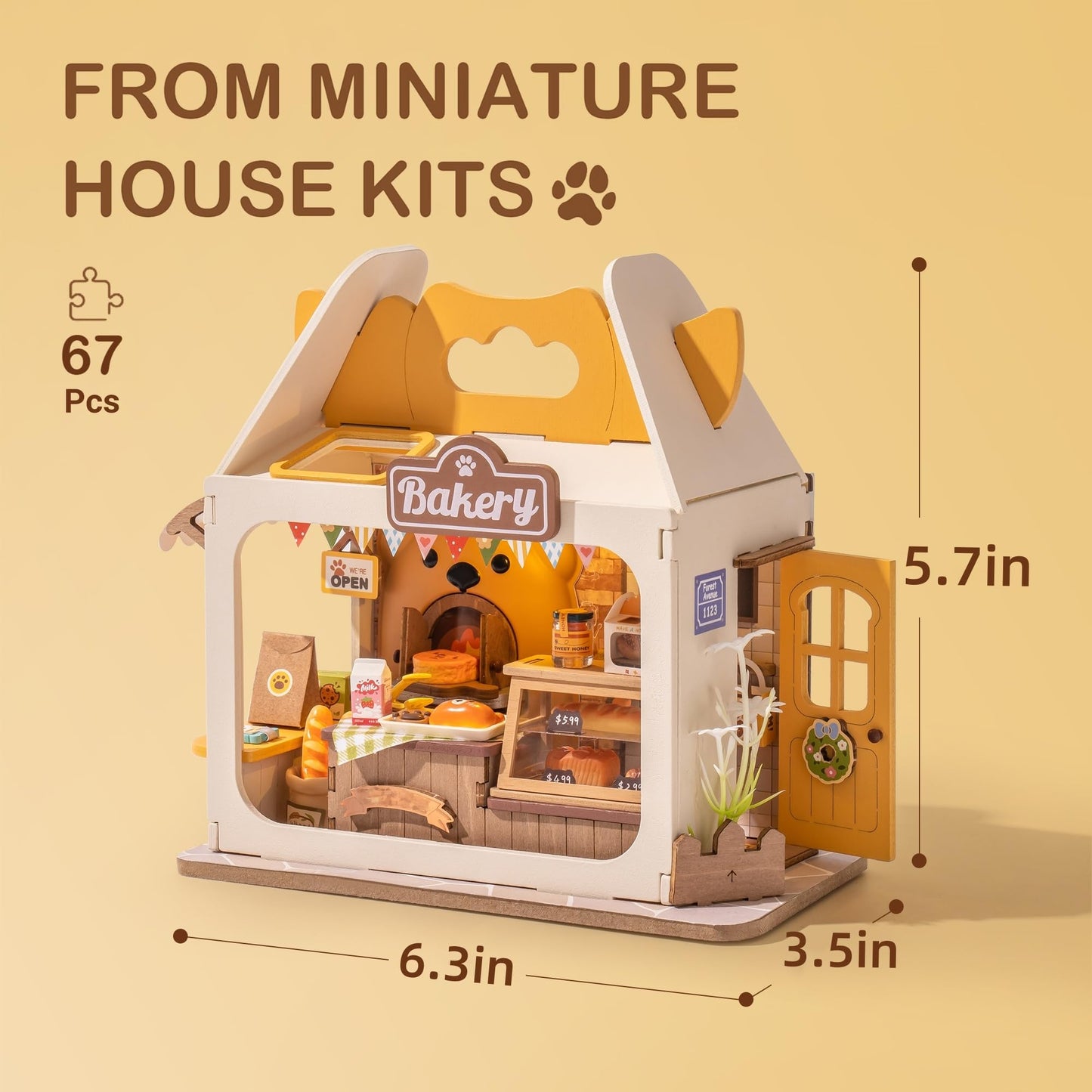 Wowood DIY Teddy Breadbox Miniature Kit — Mini House & Bookshelf Decor