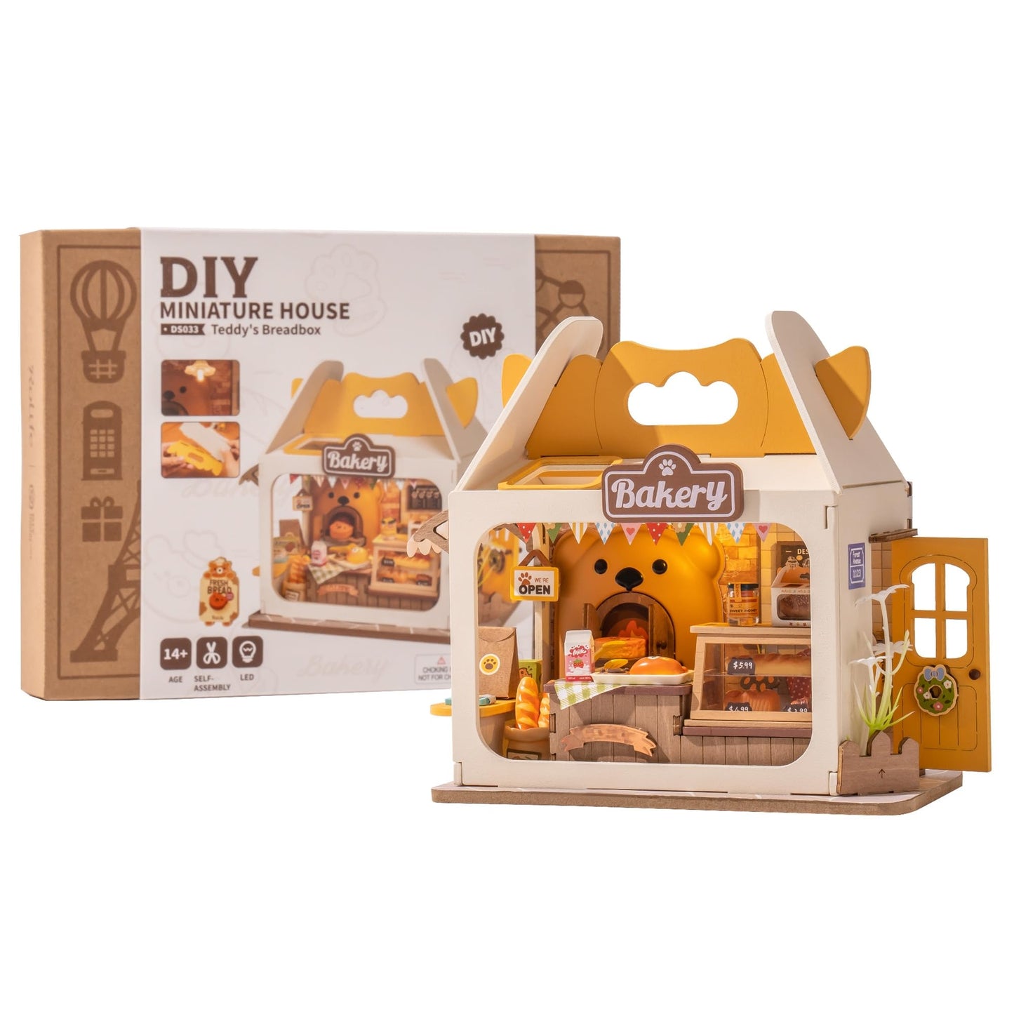 Wowood DIY Teddy Breadbox Miniature Kit — Mini House & Bookshelf Decor