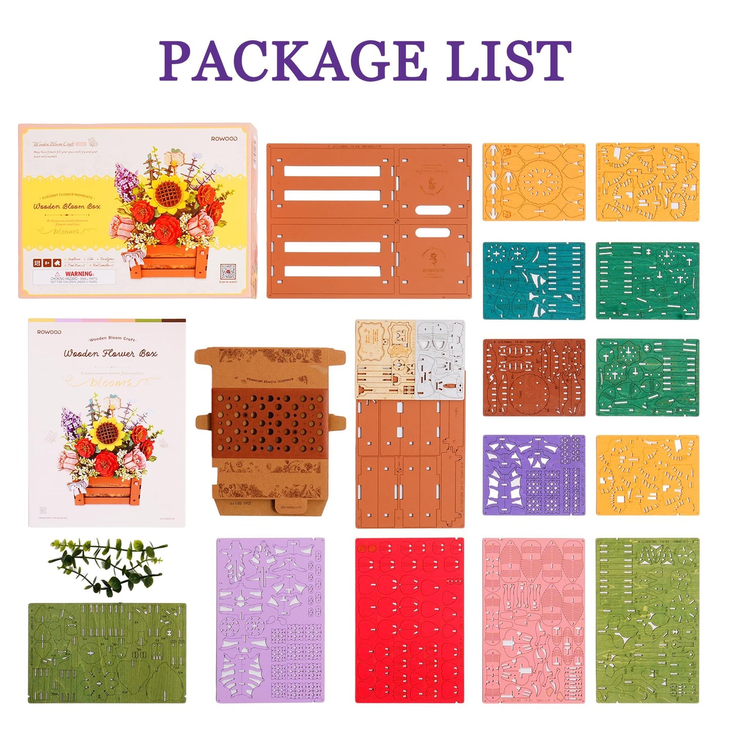 Wowood 3D Wooden Flower Puzzle – DIY Bloom Box Kit (658 PCS)