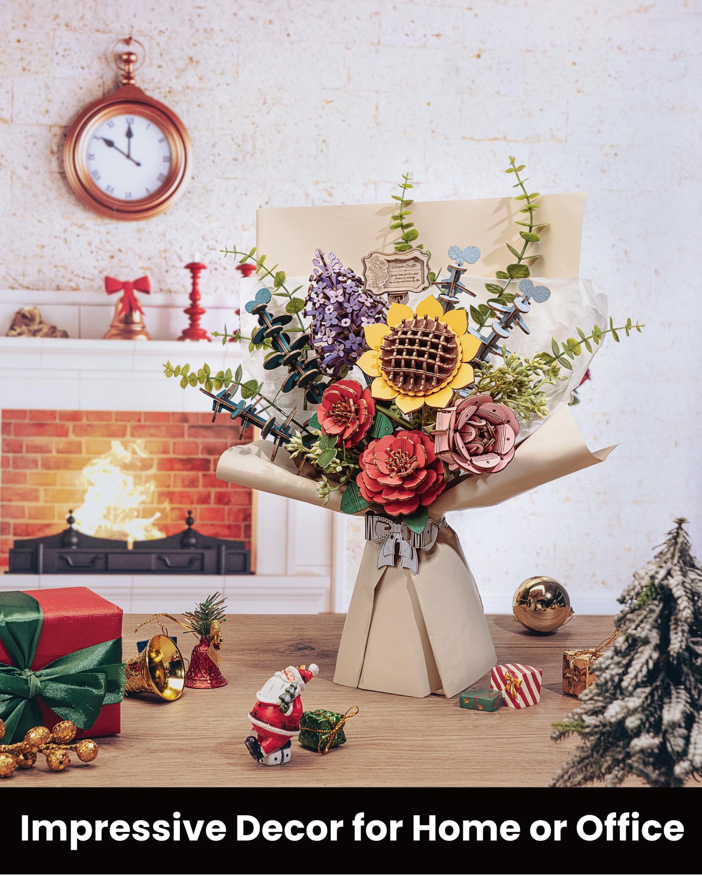 Wowood 3D Wooden Flower Bouquet Puzzles for Adults – Sunflower, Camellia, Rose, Lilac