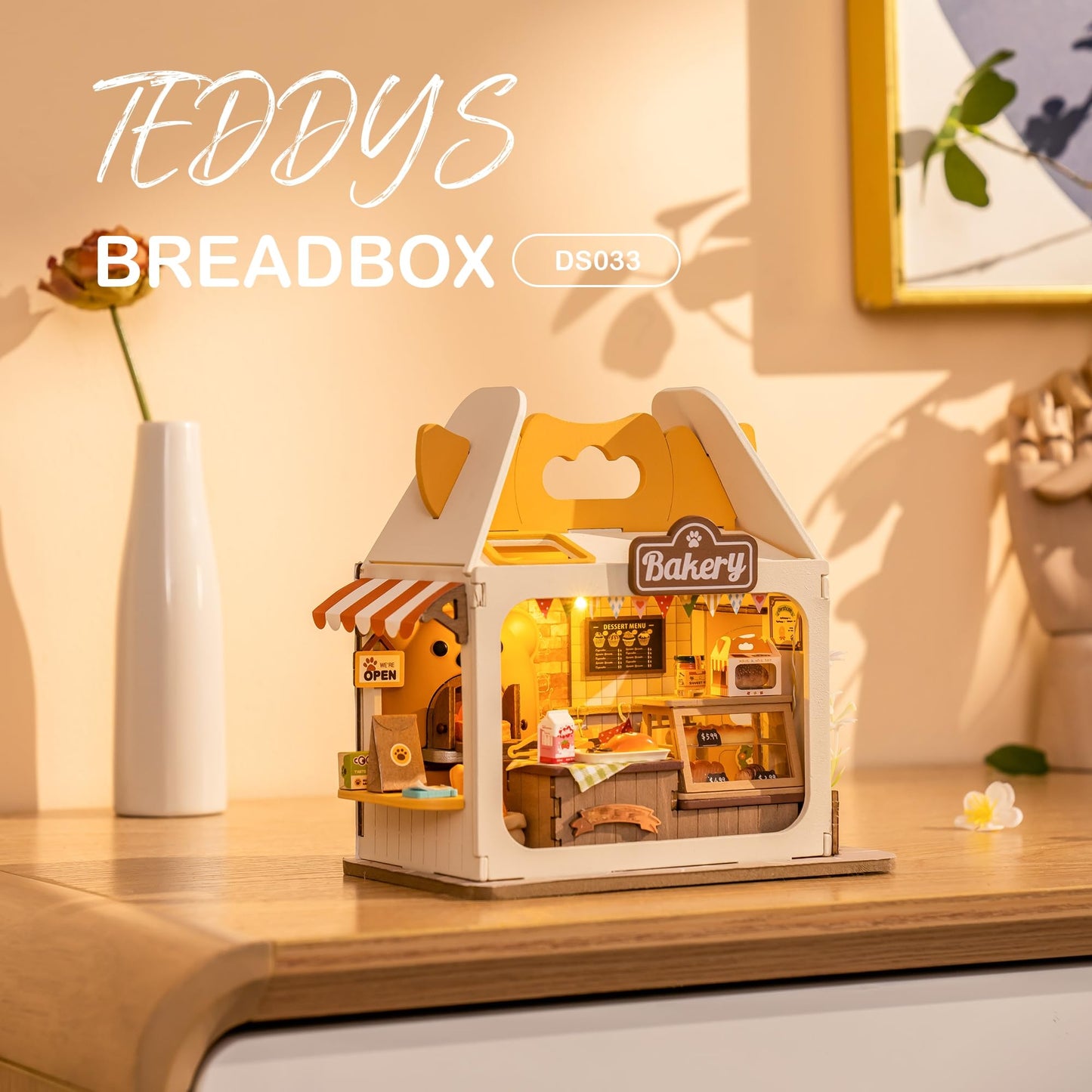 Wowood DIY Teddy Breadbox Miniature Kit — Mini House & Bookshelf Decor
