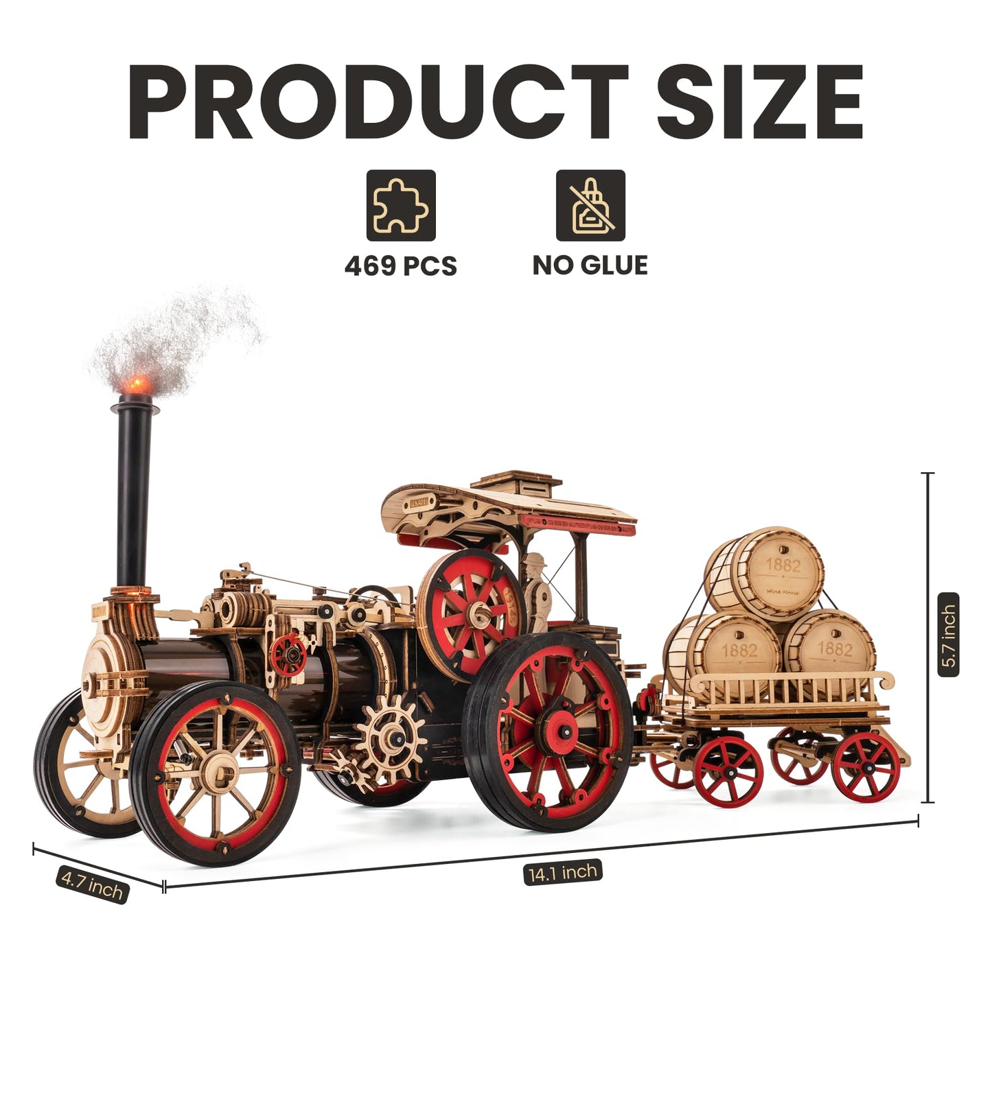 Wowood 3D Wooden Puzzle – Steam Locomotive Kit for Adults