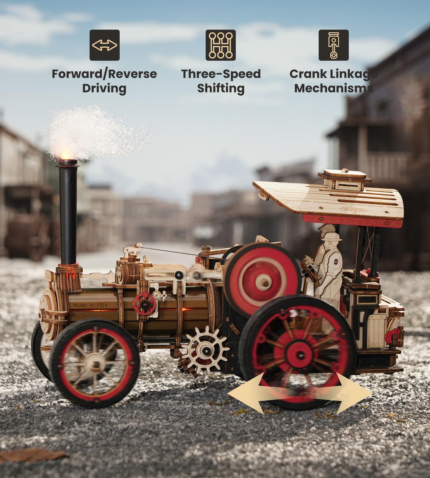 Wowood 3D Wooden Puzzle – Steam Locomotive Kit for Adults