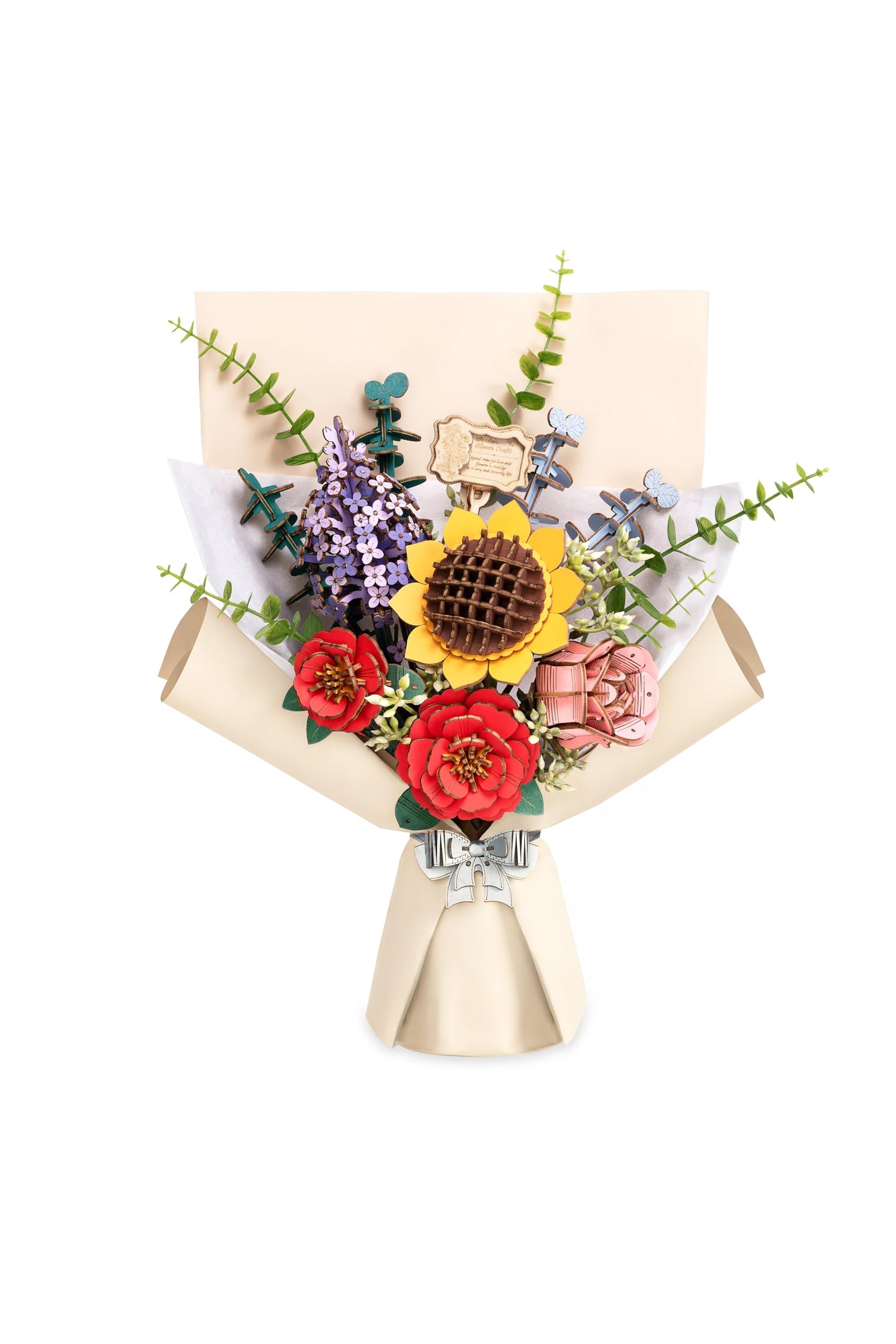 Wowood 3D Wooden Flower Bouquet Puzzles for Adults – Sunflower, Camellia, Rose, Lilac