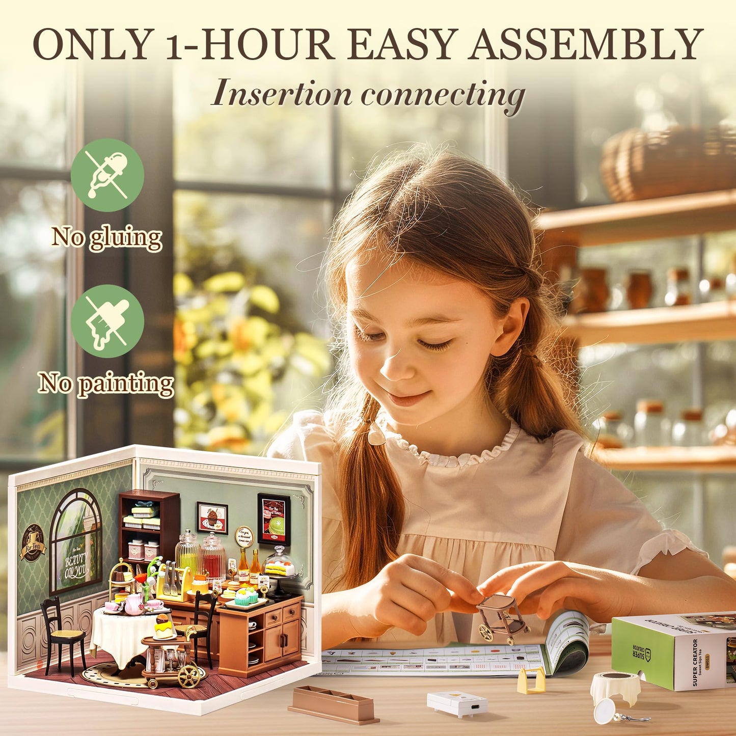 Wowood Super Creator-Mini Blocks Tea House Kit – DIY Miniature Building Set for Adults & Teens