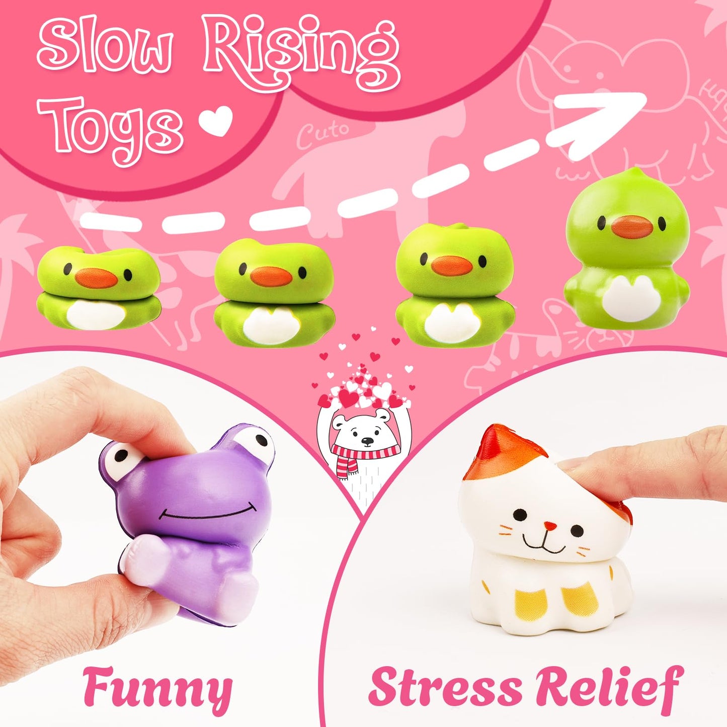 WOWSCAN Valentines Day Gifts for Kids – 24 Pack Animal Squishy Toys with Valentine Cards