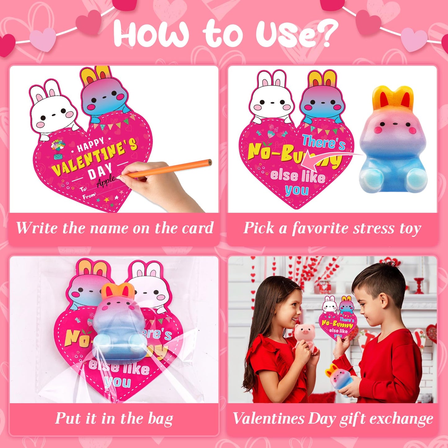 WOWSCAN 24-Pack Valentines Day Kids Animal Squishy Toys with Cards – Classroom Party Favors