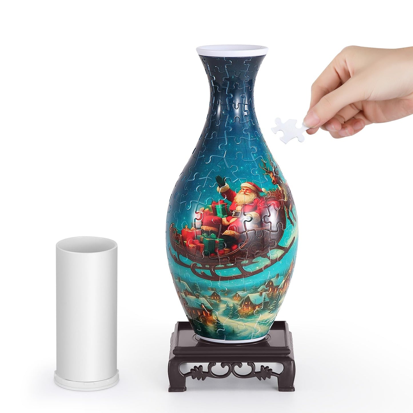 Wowsome 3D Puzzle Vase for Adults - Jigsaw Flower Vase & Home Decor (Santa Moon)