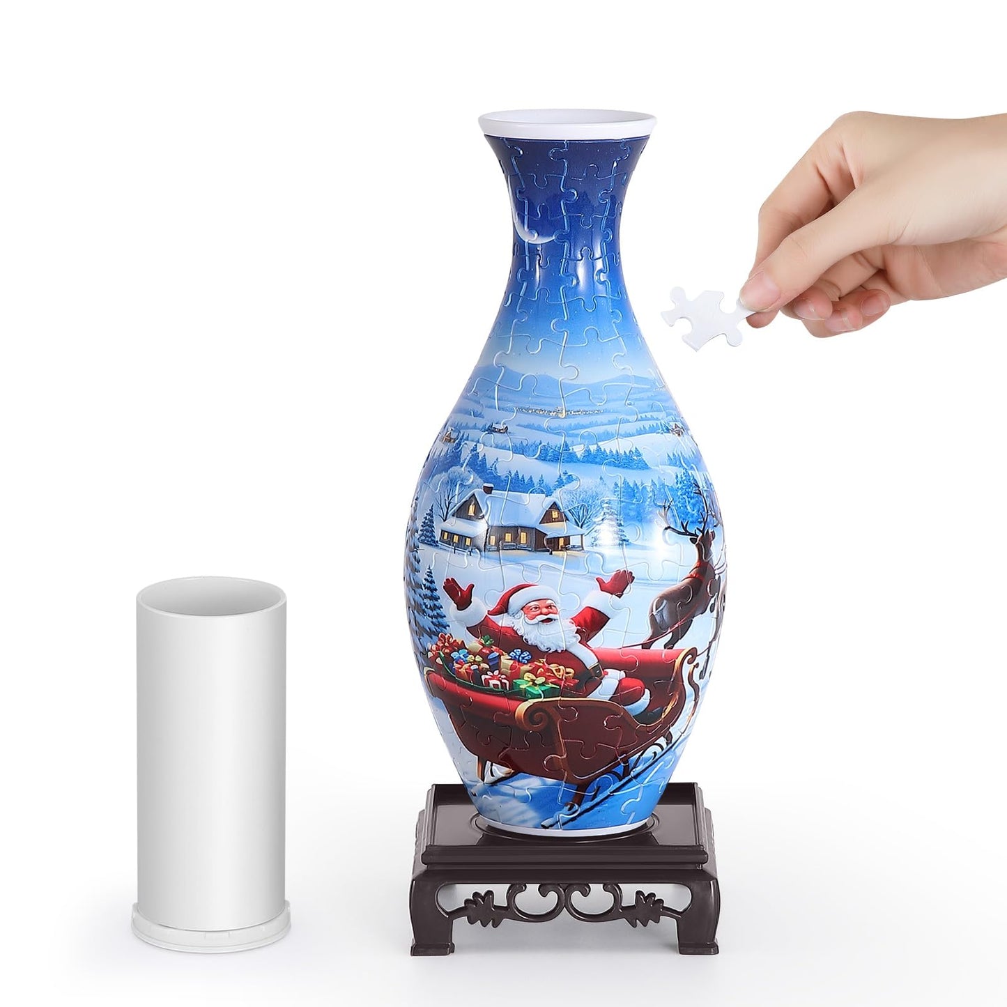 Wowsome 3D Puzzle Vase for Adults – Jigsaw Vase for Flowers & Home Decor (Santa Sleigh)
