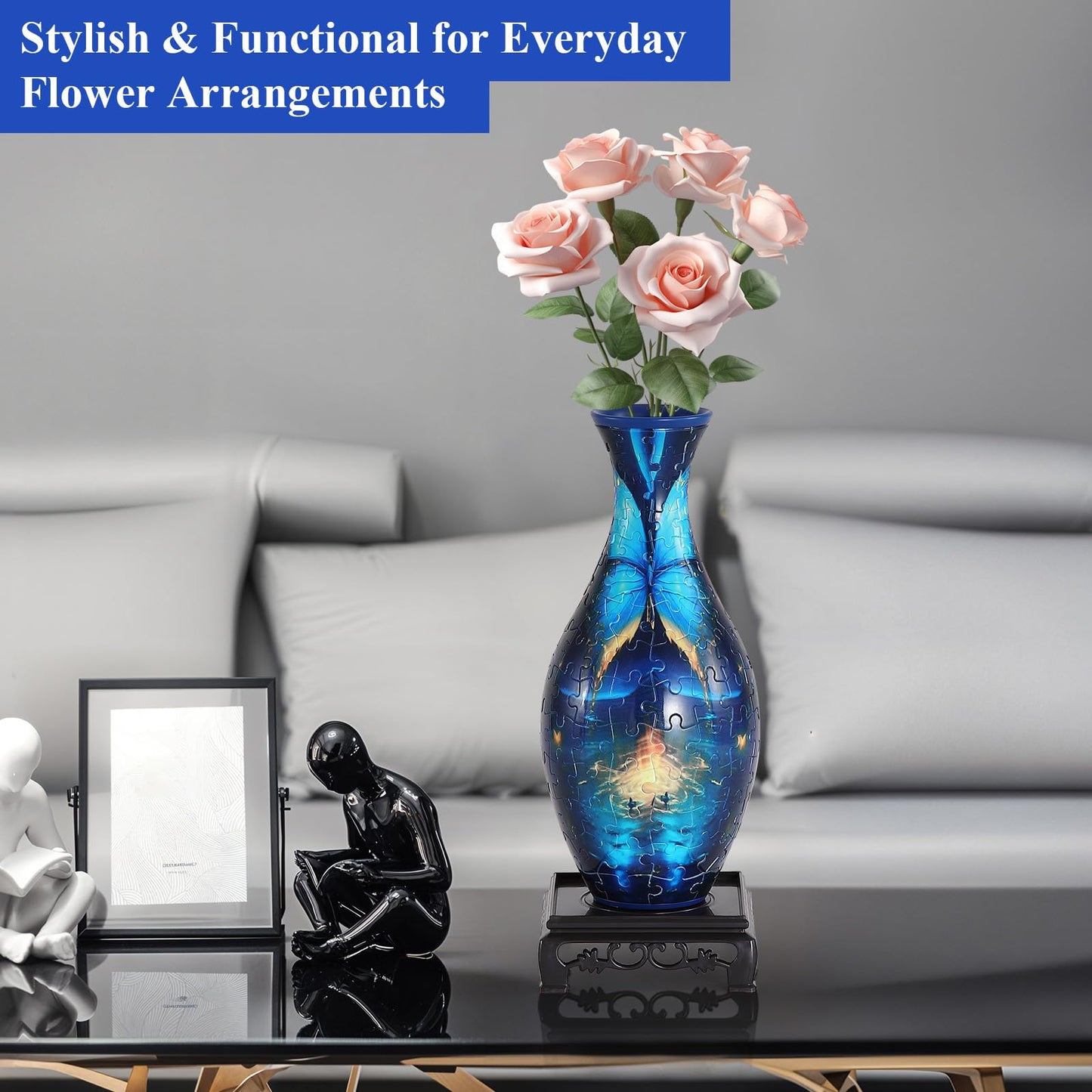 WowSome 3D Puzzle Vase for Adults - Durable Interlocking Pieces & Dual Assembly Modes