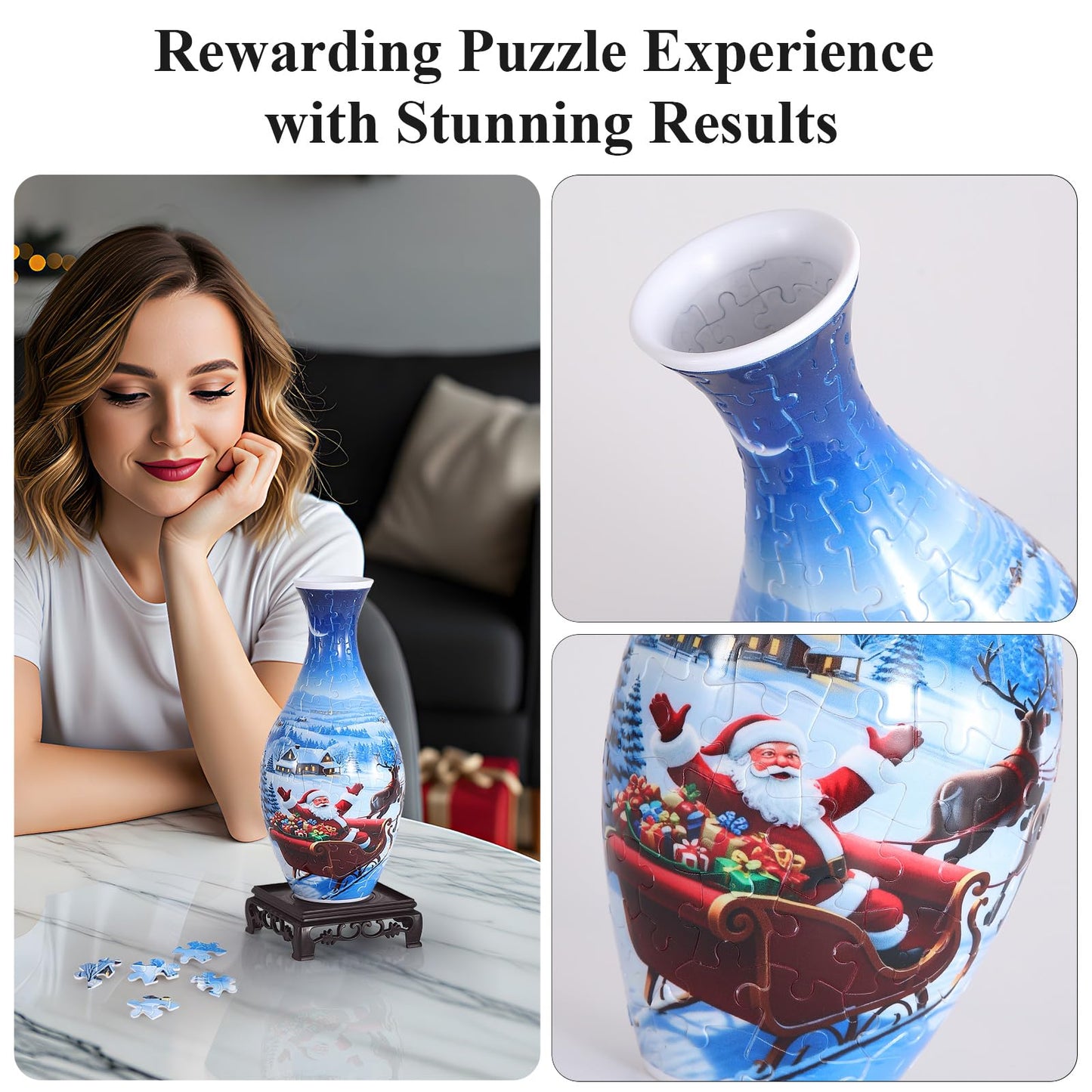 Wowsome 3D Puzzle Vase for Adults – Interlocking Puzzle Vase with Detachable Water Cup