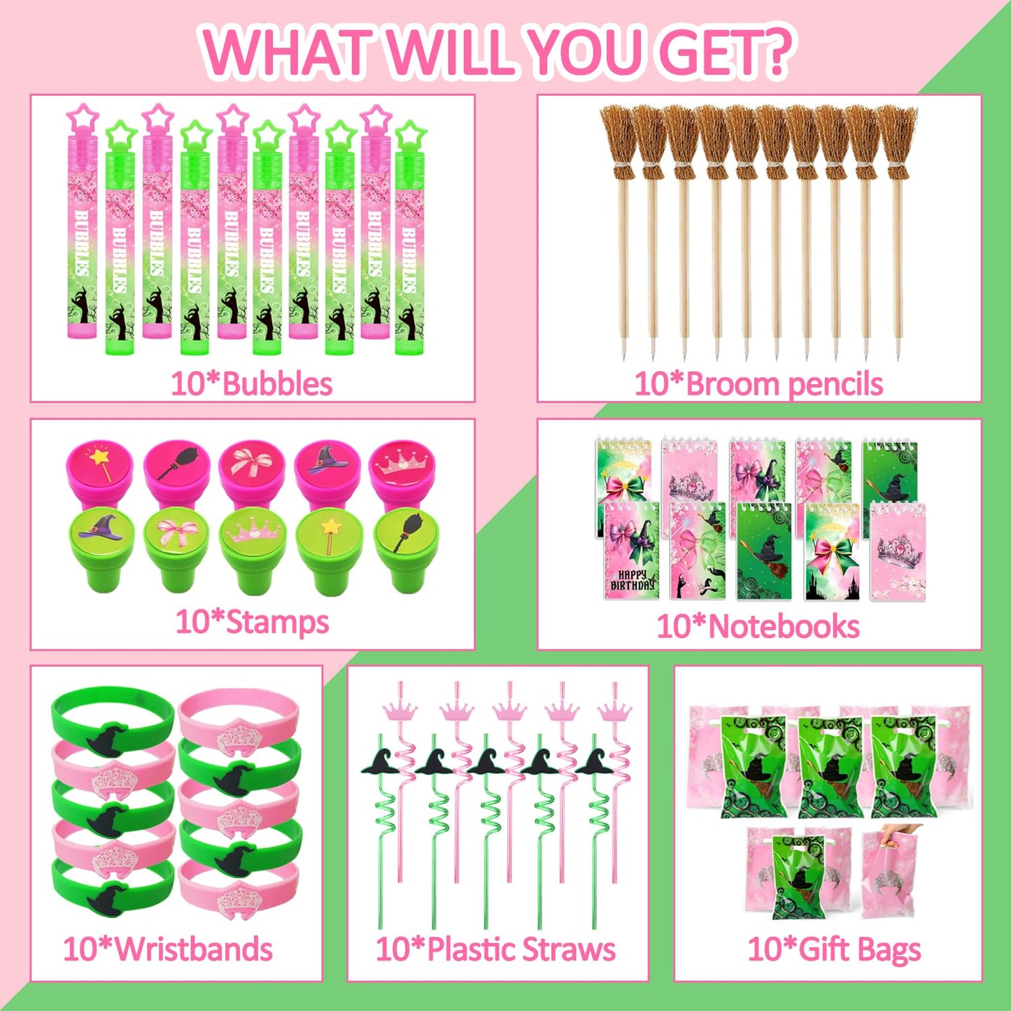 WPAZH Pink & Green Party Favor Set – 70 Pcs Decor & Gift Supplies