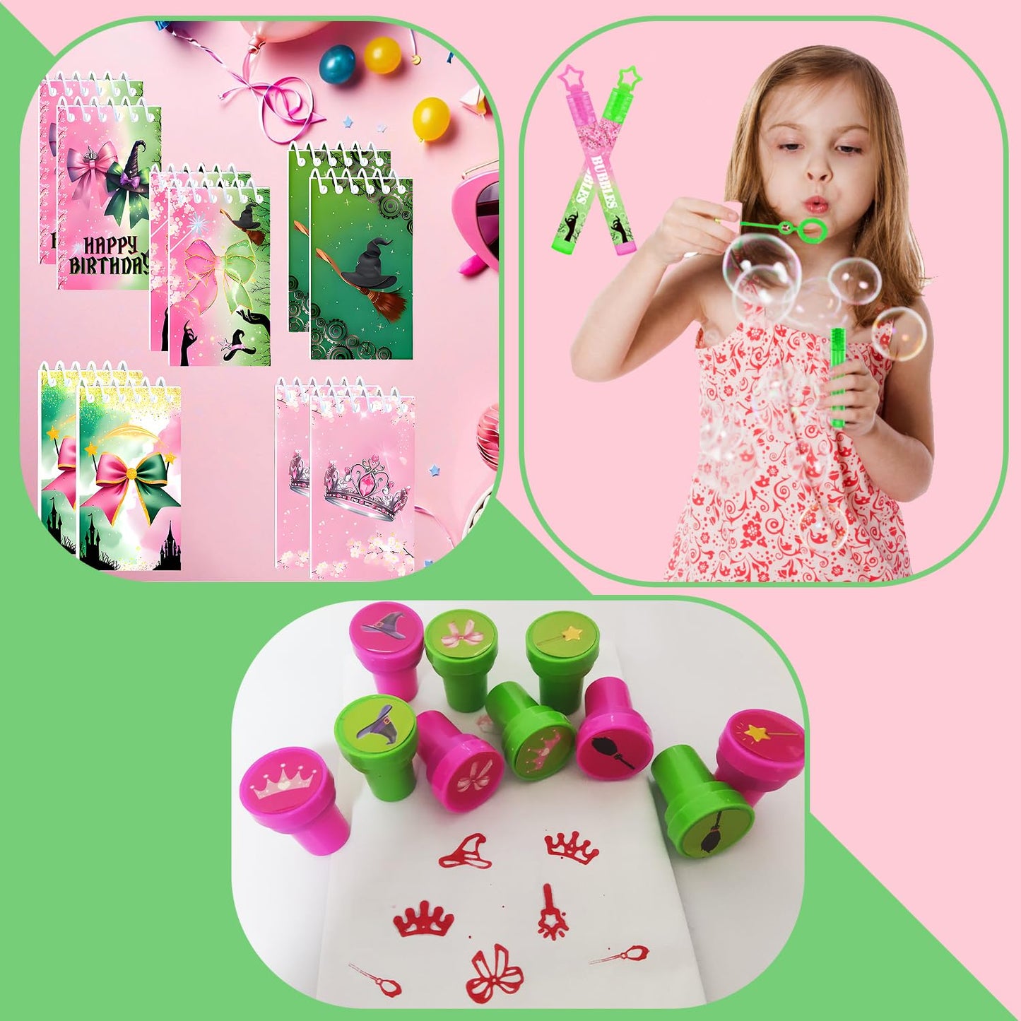 WPAZH Pink & Green Party Favor Set – 70 Pcs Decor & Gift Supplies