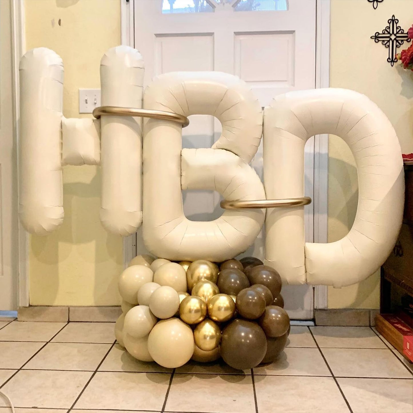 Wpensky 40 Inch Cream Letter Balloon R | Large Foil Alphabet Balloon for Birthdays & Weddings