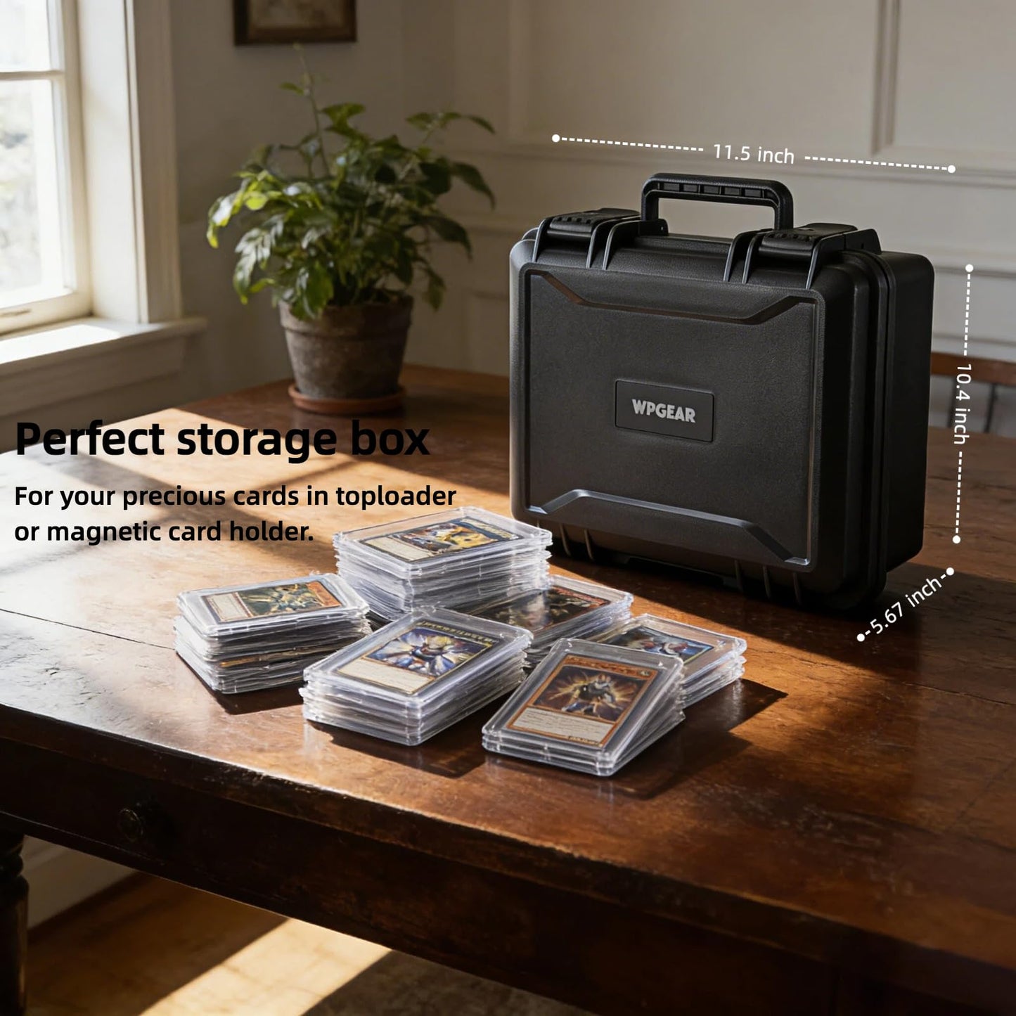 WPGEAR Waterproof Toploader Storage Box for 3x4 35PT | Holds 300+ Toploaders and 54 ONE-Touch Holders | Travel Case