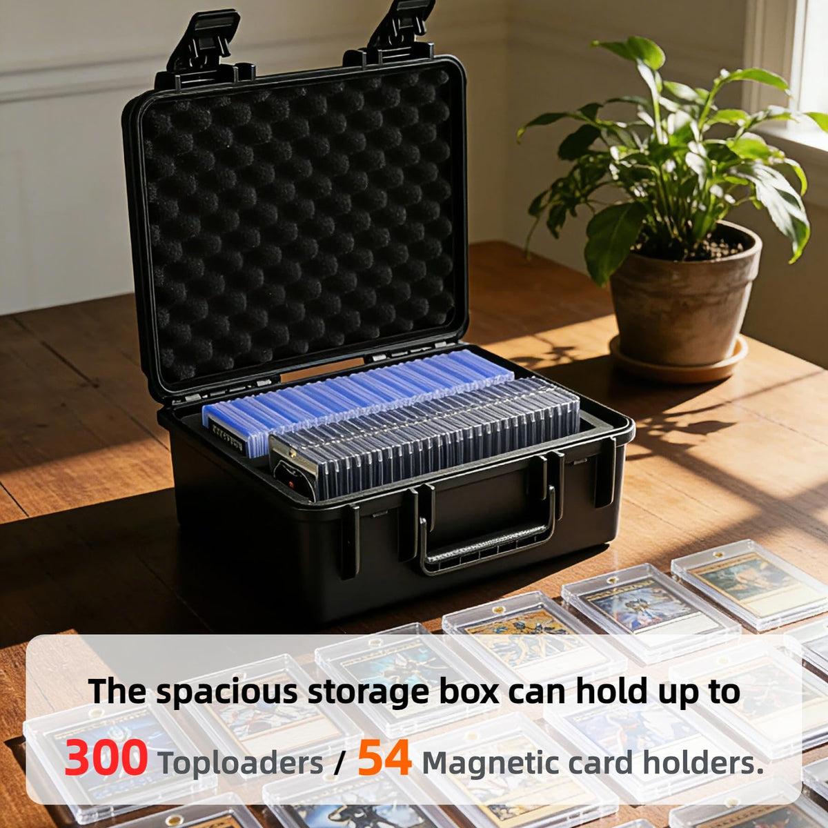 WPGEAR Waterproof Toploader Storage Box for 3x4 35PT | Holds 300+ Toploaders and 54 ONE-Touch Holders | Travel Case
