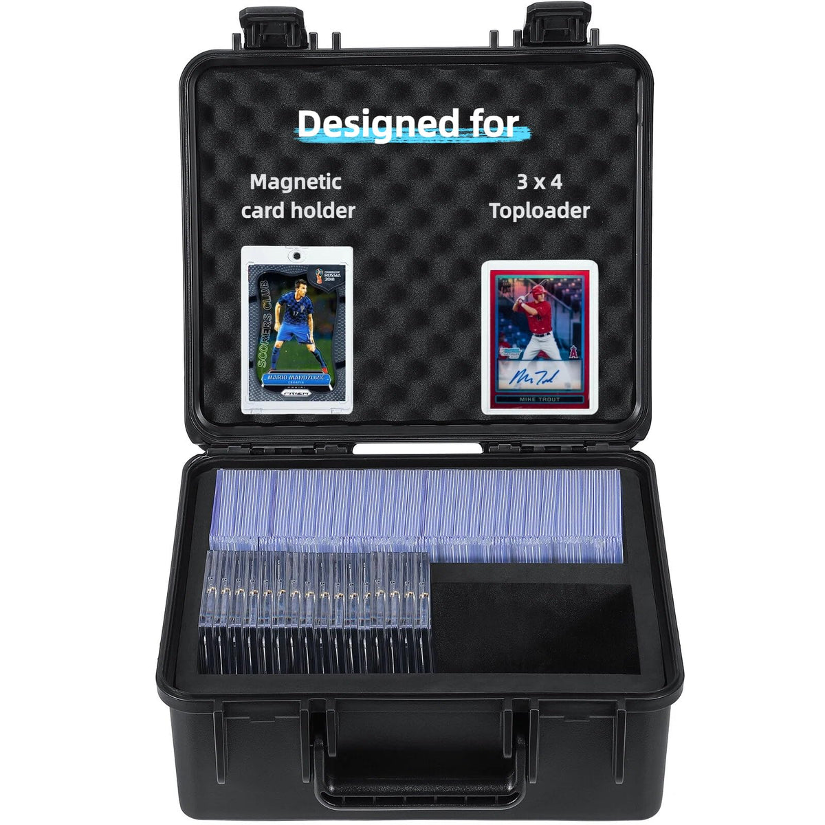 WPGEAR Waterproof Toploader Storage Box for 3x4 35PT | Holds 300+ Toploaders and 54 ONE-Touch Holders | Travel Case