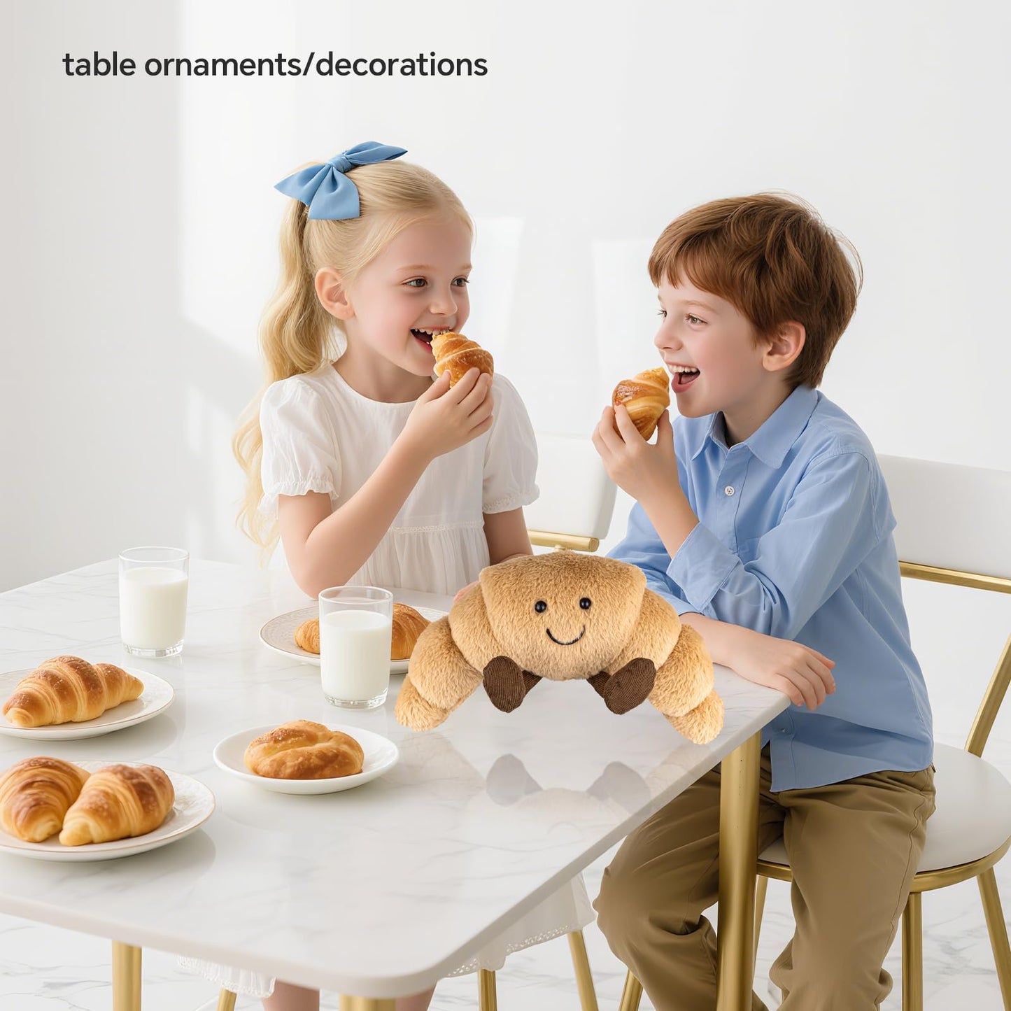 WqWqian Croissant Plush Toy - 14-Inch Soft Stuffed Croissant Pillow for Kids & Adults