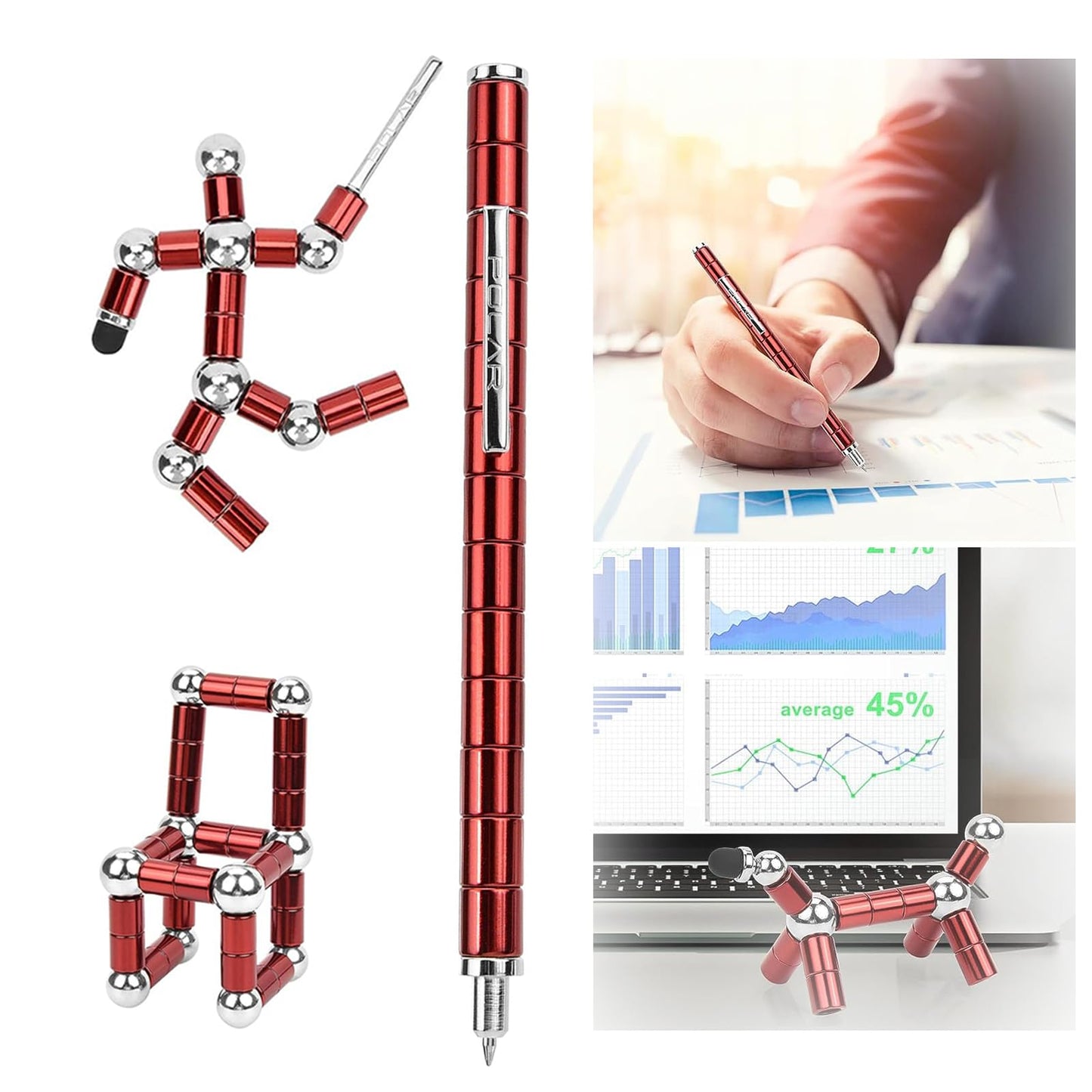 WQWQUU Fidget Pen – Magnetic Decompression Toy in Red for Focus and Fun