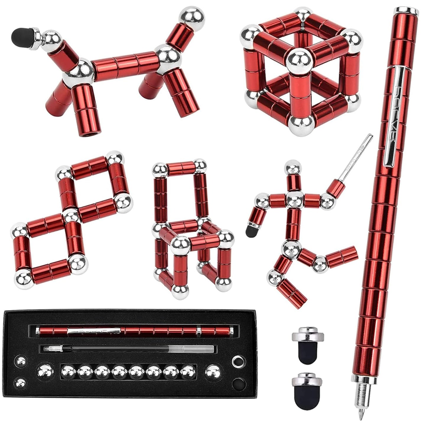 WQWQUU Fidget Pen – Magnetic Decompression Toy in Red for Focus and Fun