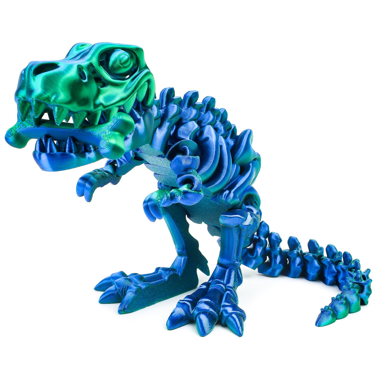 WQXWNFBA 3D Printed Dinosaur Bones – Articulated T-Rex Skeletons & Dragon Fidget Toy (Green-Blue)