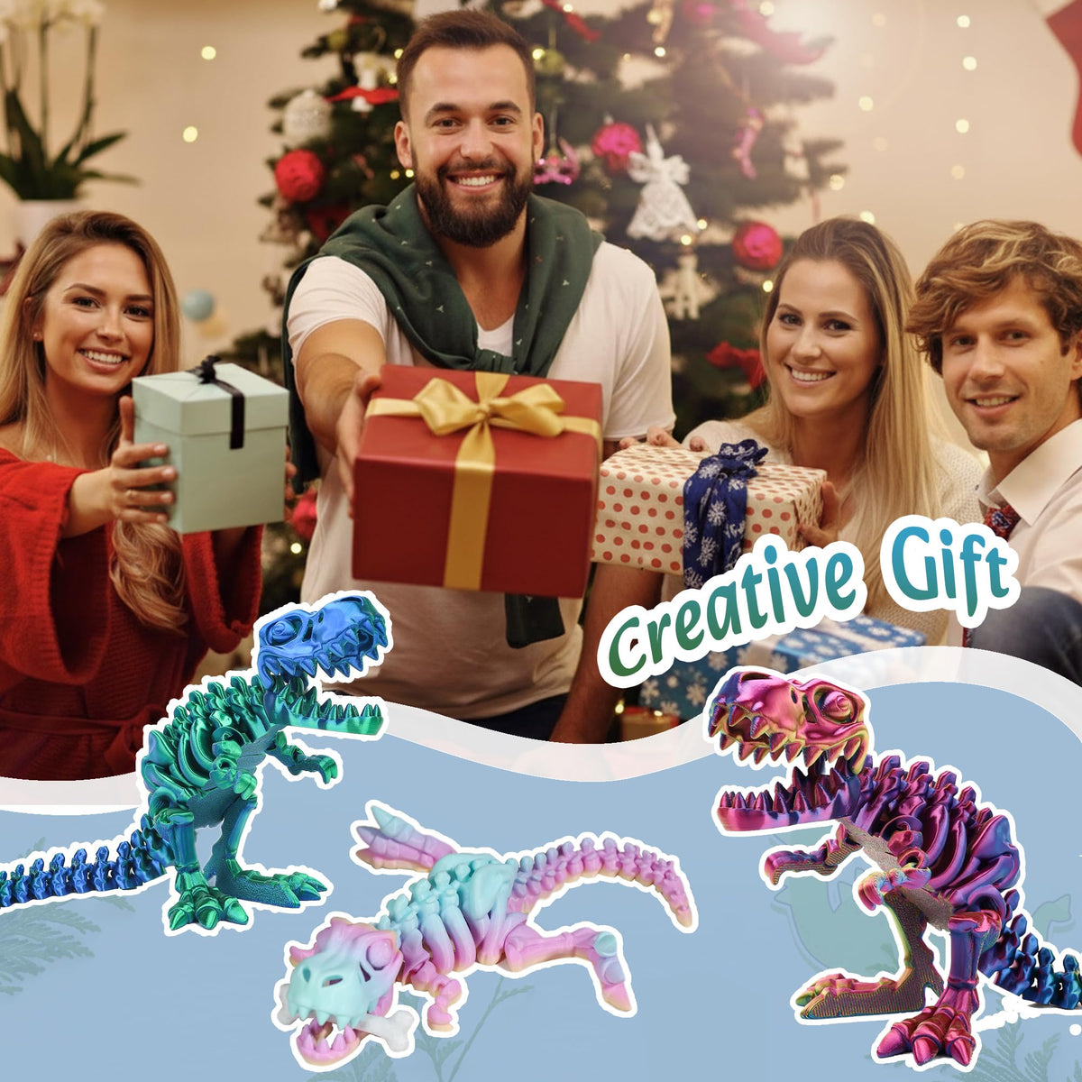 WQXWNFBA 3D Printed Dinosaur Bones – Articulated T-Rex Skeletons & Fidget Toy