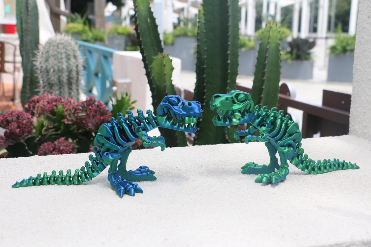WQXWNFBA 3D Printed Dinosaur Bones – Articulated T-Rex Skeletons & Dragon Fidget Toy (Green-Blue)