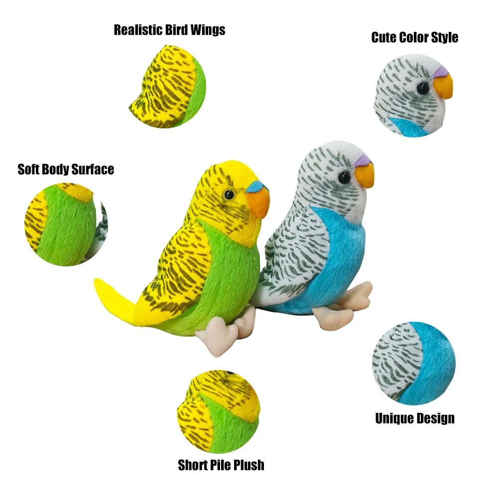 WQY GroceryShop 2Pcs Budgerigar Plush Toy – 5.5-Inch Parakeet Soft Toys for Kids