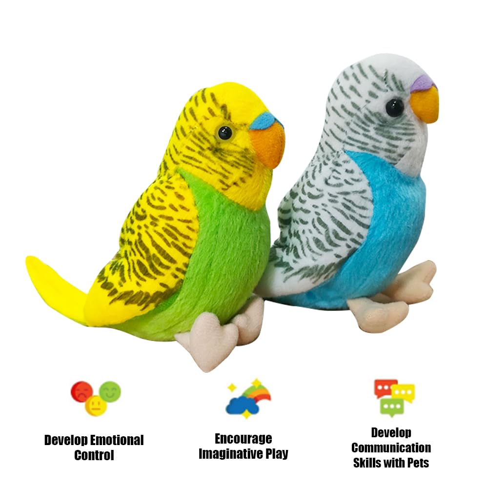 WQY GroceryShop 2Pcs Budgerigar Plush Toy – 5.5-Inch Parakeet Soft Toys for Kids
