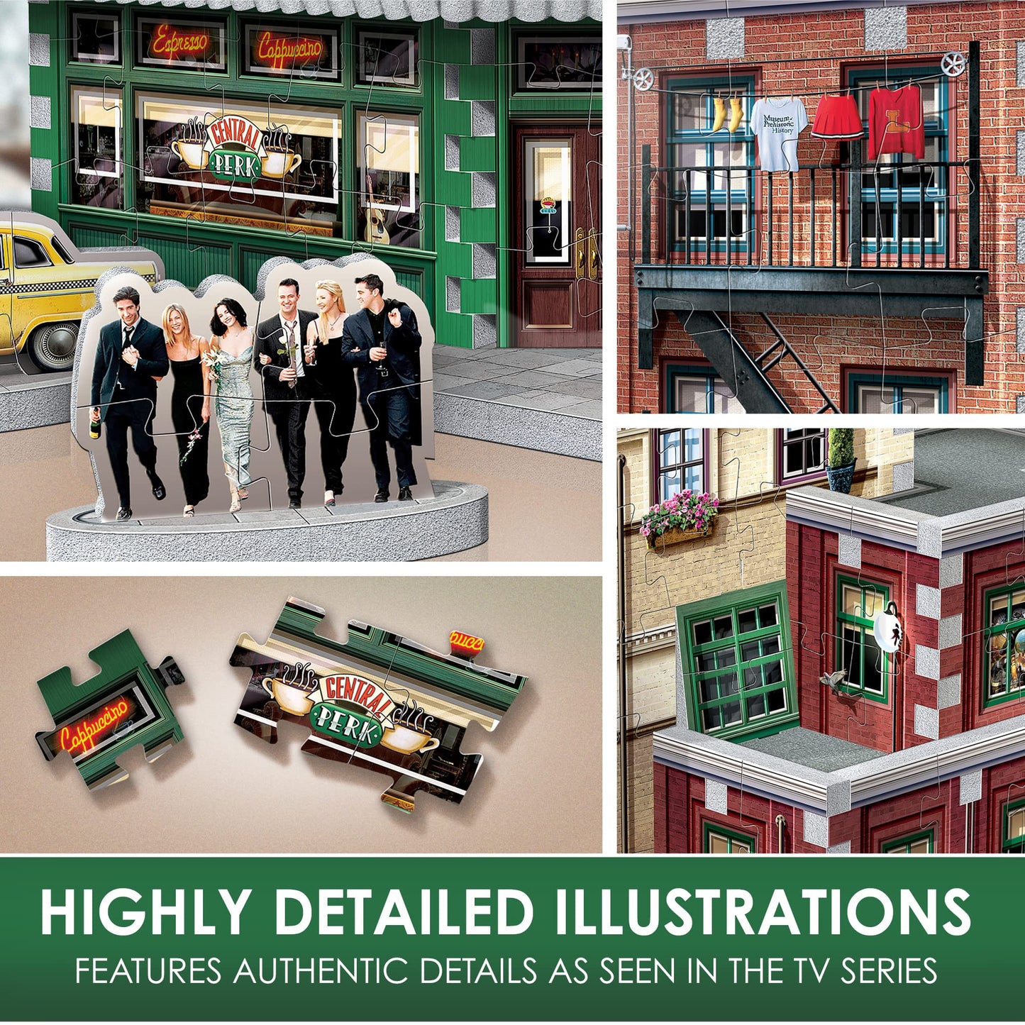 Wrebbit 3D Puzzle: Friends Central Perk Model | 440 Foam-Backed Pieces | Officially Licensed