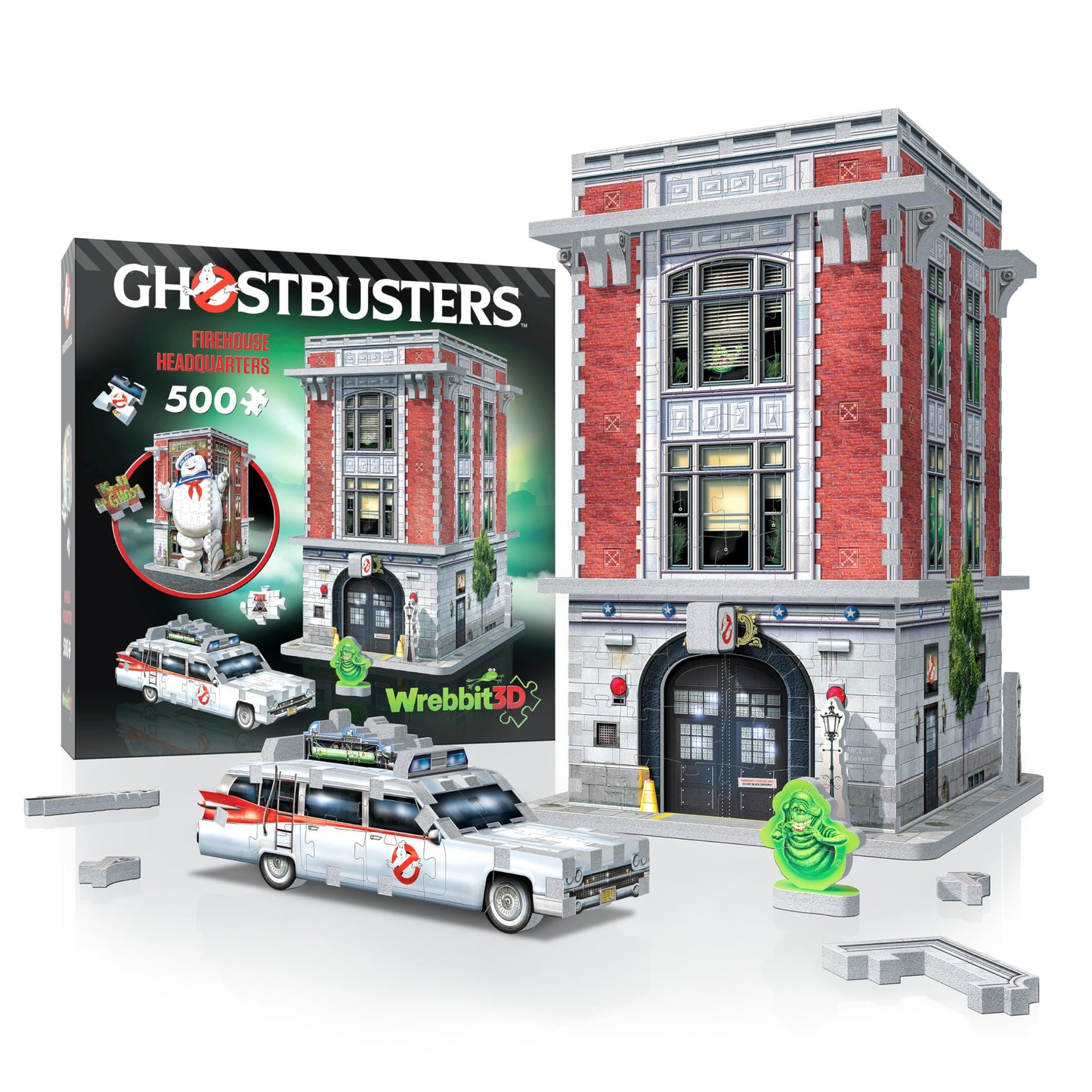 Wrebbit 3D Ghostbusters Firehouse HQ Puzzle • Ecto-1, Slimer & Stay Puft