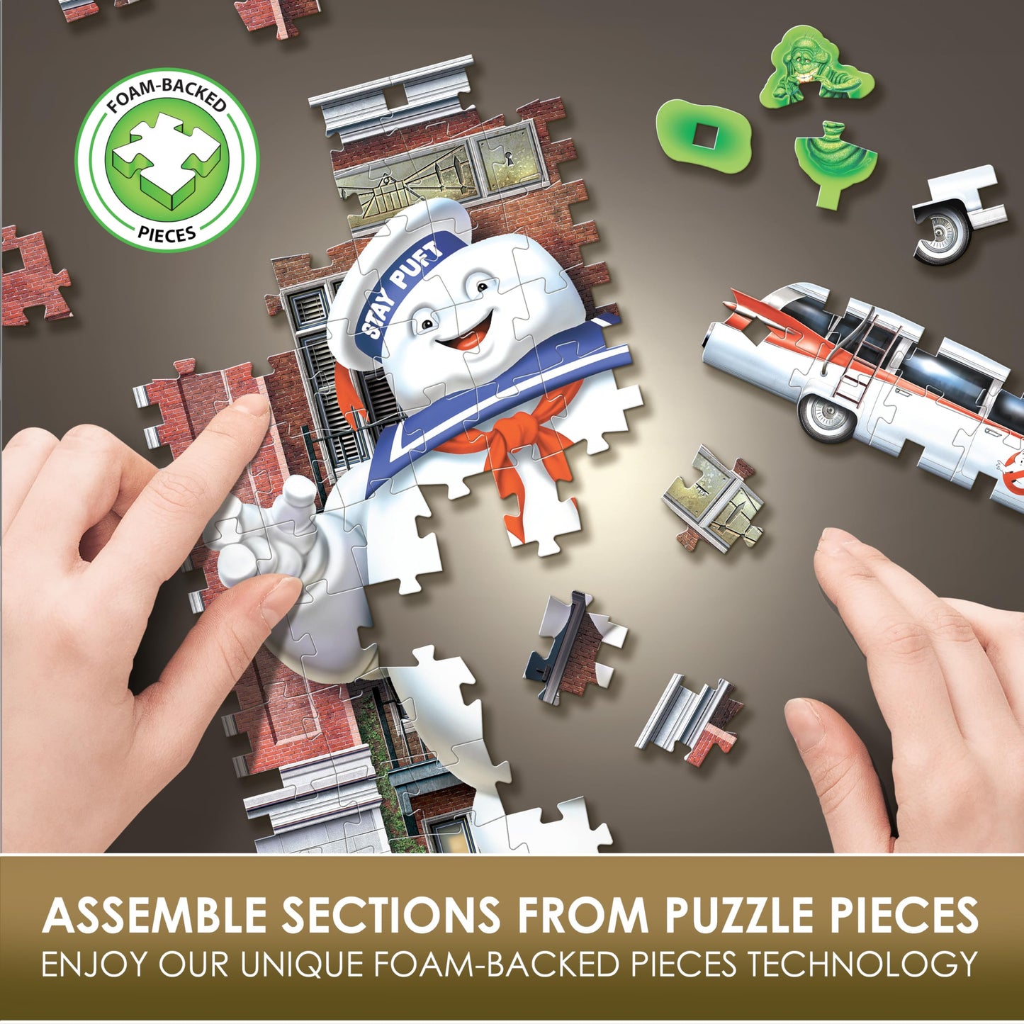 Wrebbit 3D Ghostbusters Firehouse HQ Puzzle • Ecto-1, Slimer & Stay Puft
