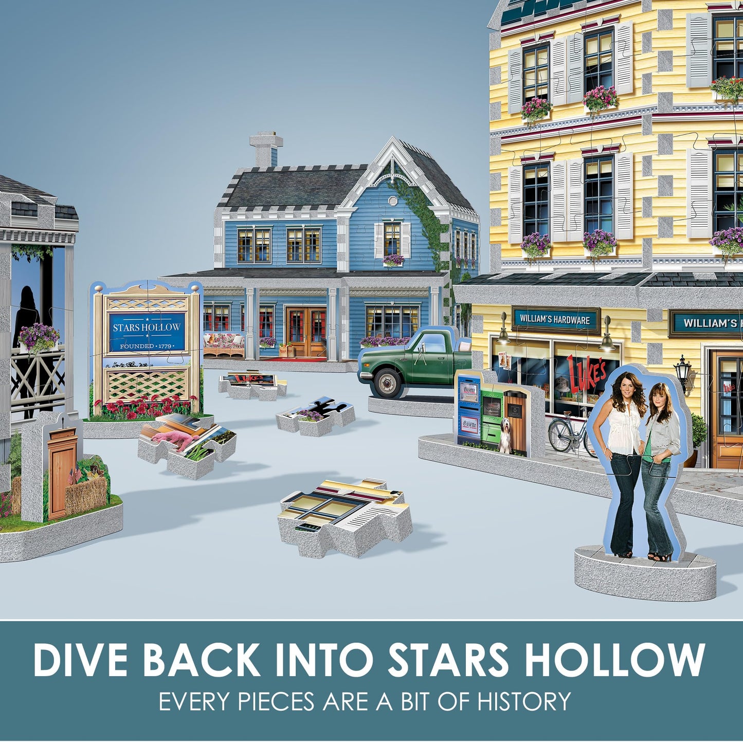 Wrebbit 3D Puzzle Gilmore Girls Stars Hollow 435-Piece Model | Luke's Diner & Lorelai's House